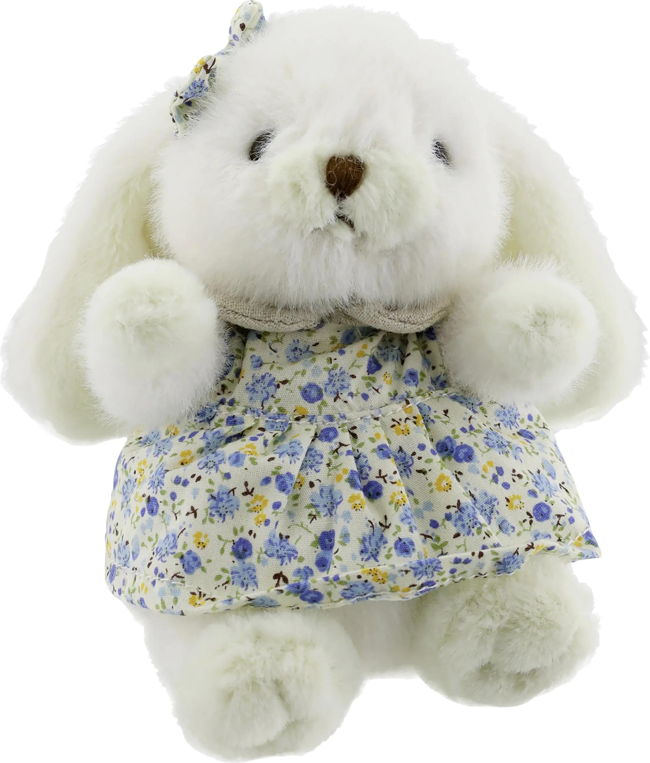 Kuscheltier Hase mit Kleid Plüsch 10,8 x 8 x 14 cm weiß