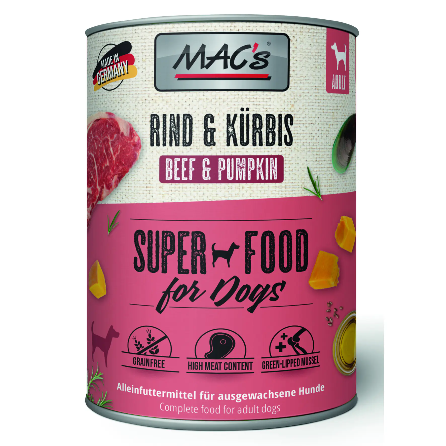 Macs Dog Hundenassfutter Adult getreidefrei 800 g Rind