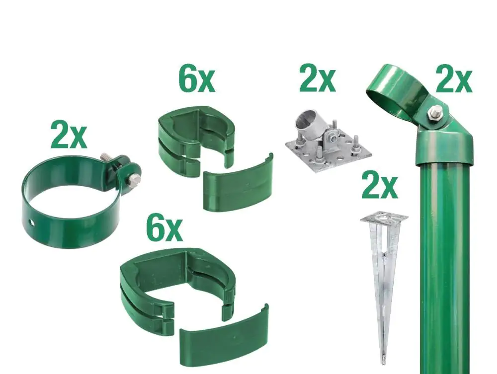 Alberts Zaunanschluss-Set zweiseitige Verbindung Ø 6 cm 81 cm grün 2 Stk