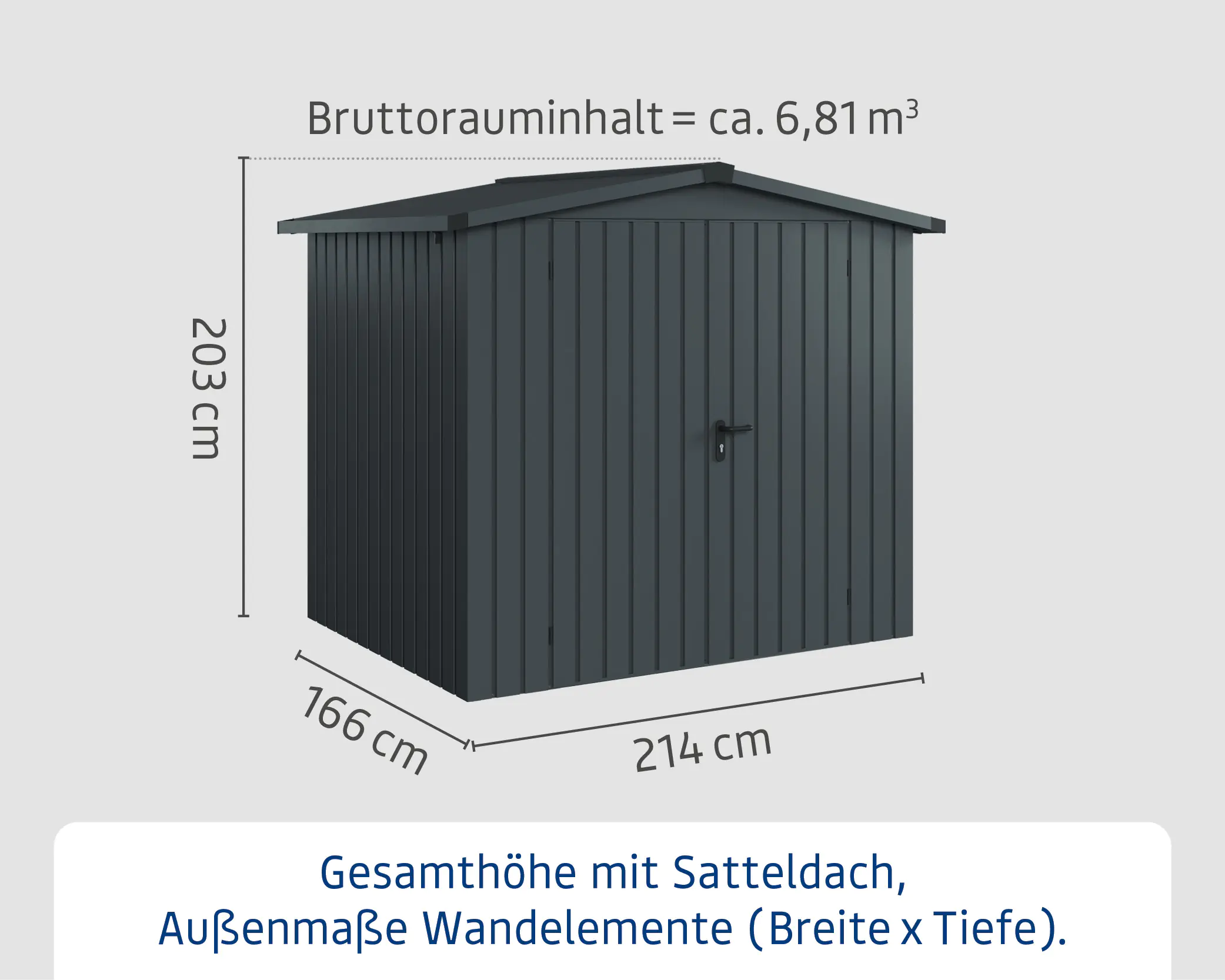 EcoStar Metallgerätehaus Euroline ESD4 anthrazit 214 x 166 cm 2-flg. EcoStar Metallgerätehaus Euroline ESD4 anthrazit 214 x 166 cm 2-flg.