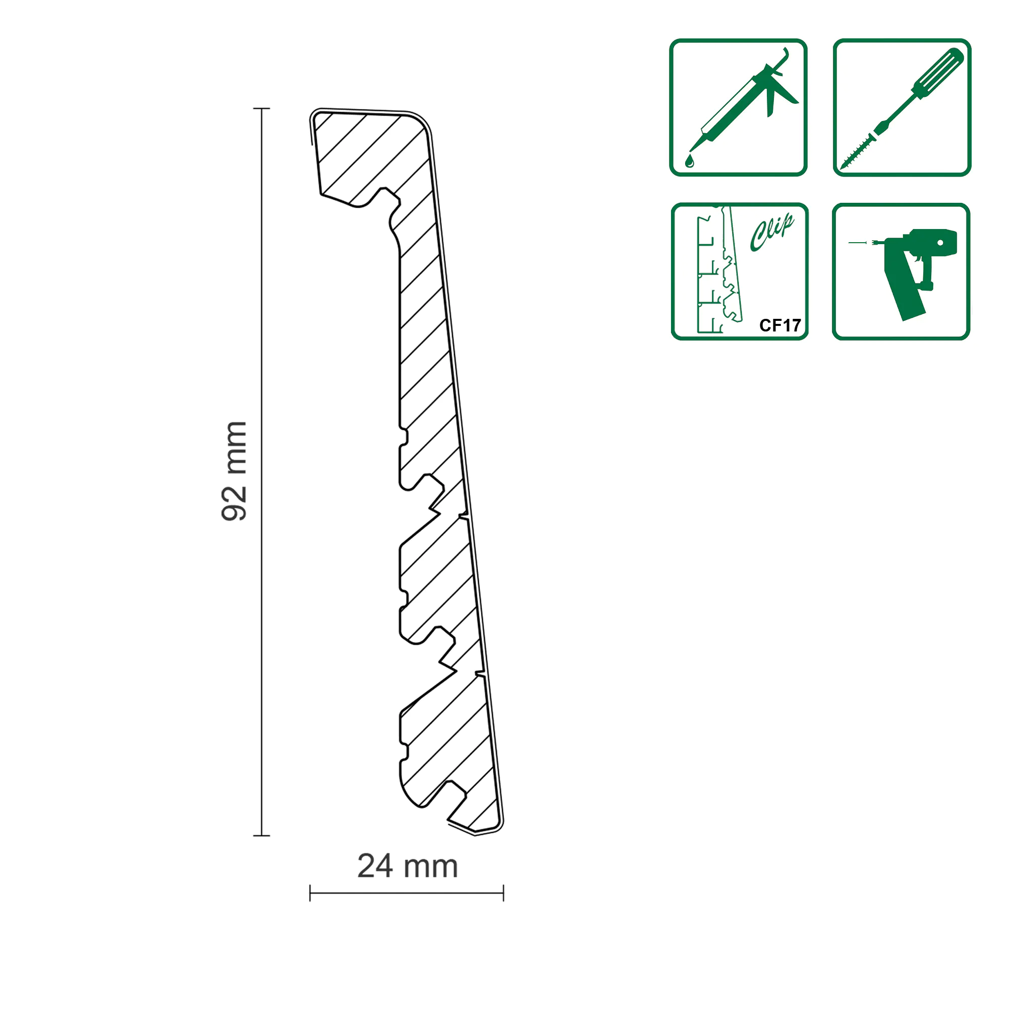 Neuhofer Fußleiste 240 cm x 92 x 24 mm weiß Neuhofer Fußleiste 240 cm x 92 x 24 mm weiß