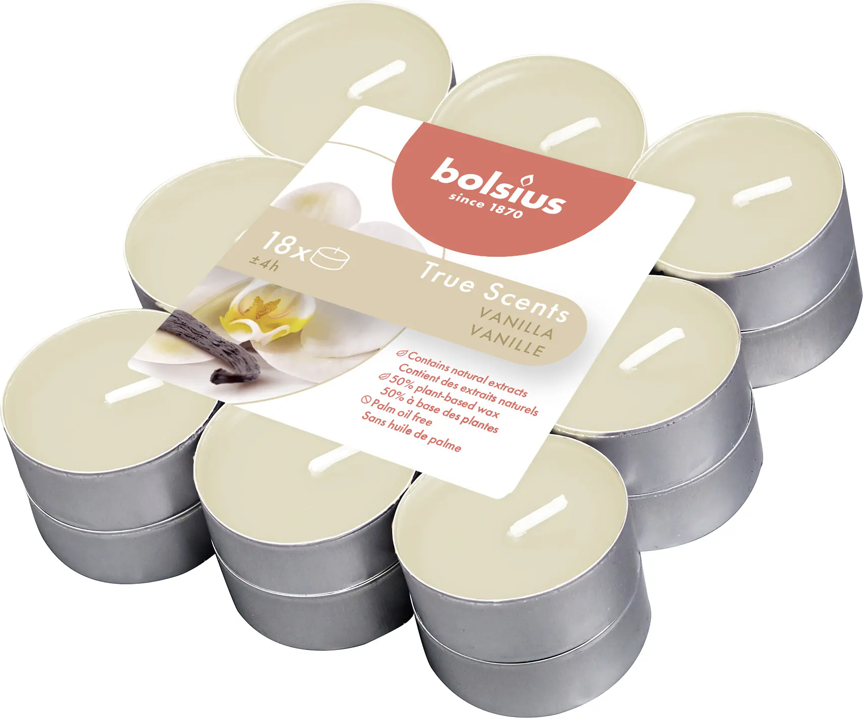 Bolsius Duftteelichter Vanille, Höhe 1,15 cm, Ø 3,1 cm, 18er Pack Bolsius Duftteelichter Vanille, Höhe 1,15 cm, Ø 3,1 cm, 18er Pack