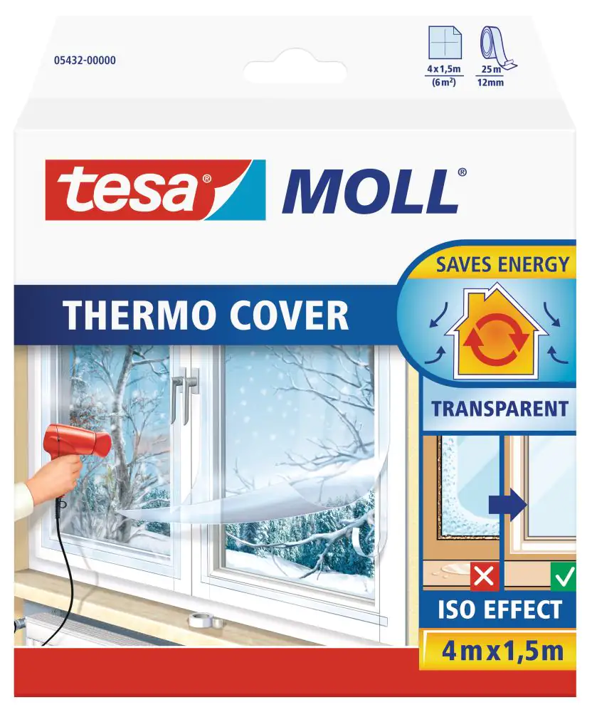 tesa Fensterfolie Thermo Cover tesa Moll Fensterfolie IsolierfolieThermo Cover 4 x 1,5 m