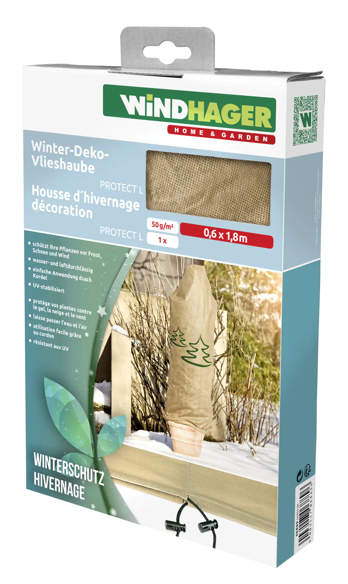 9003117070073_2 Windhager Deko-Haube Protect XXL 1,4 x 2 m, beige mit Tannenmotiv