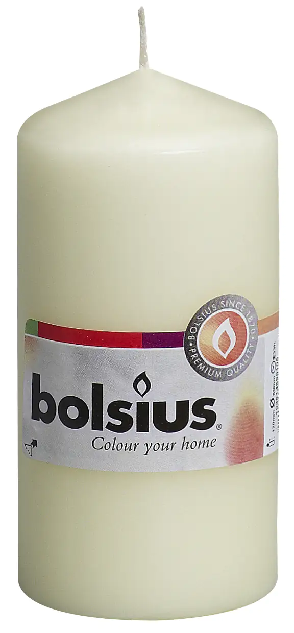 Bolsius Stumpenkerze elfenbein, Höhe 12 cm, Ø 5,8 cm