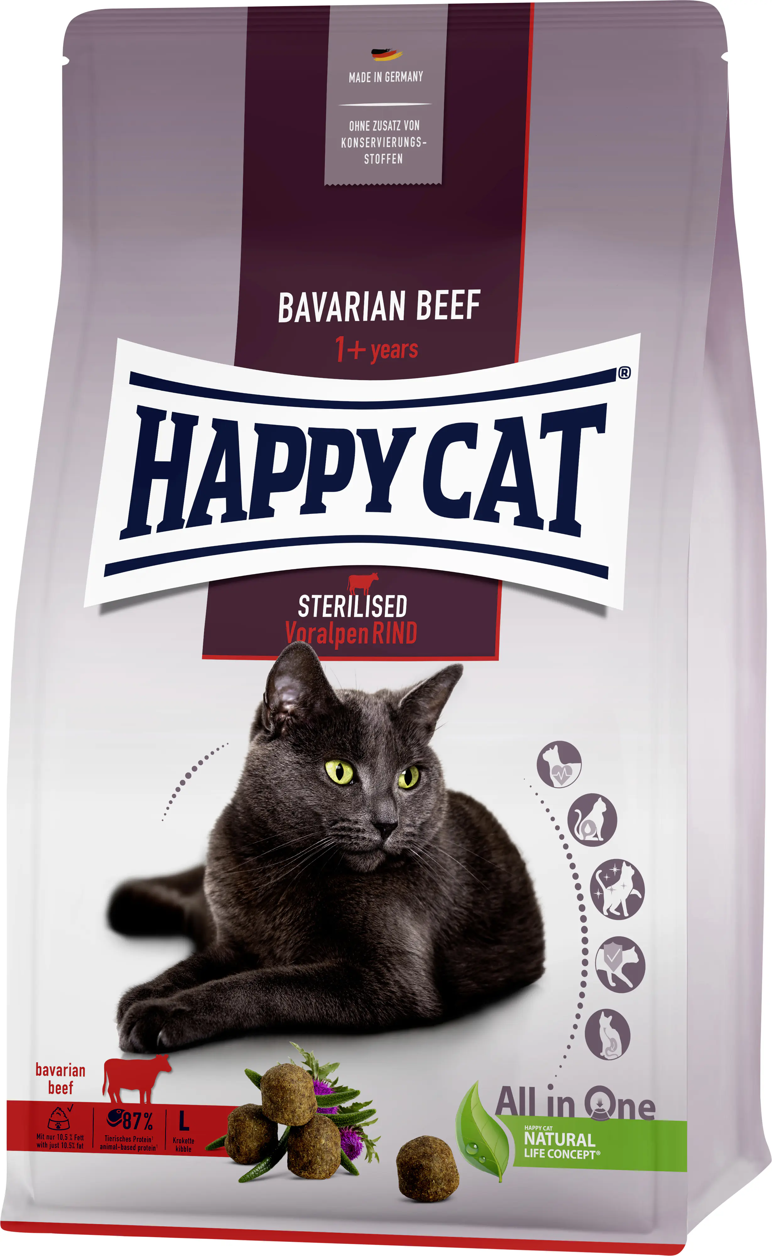 HappyCat Katzenfutter Sterilised Voralpen Rind 1,3 kg
