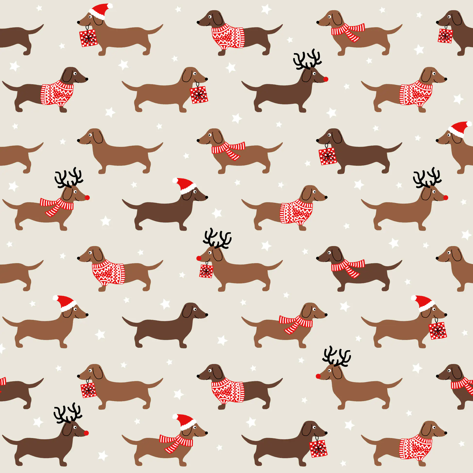 Braun & Company Servietten Motiv Weihnachtsdackel 33 x 33 cm - 20er Pack