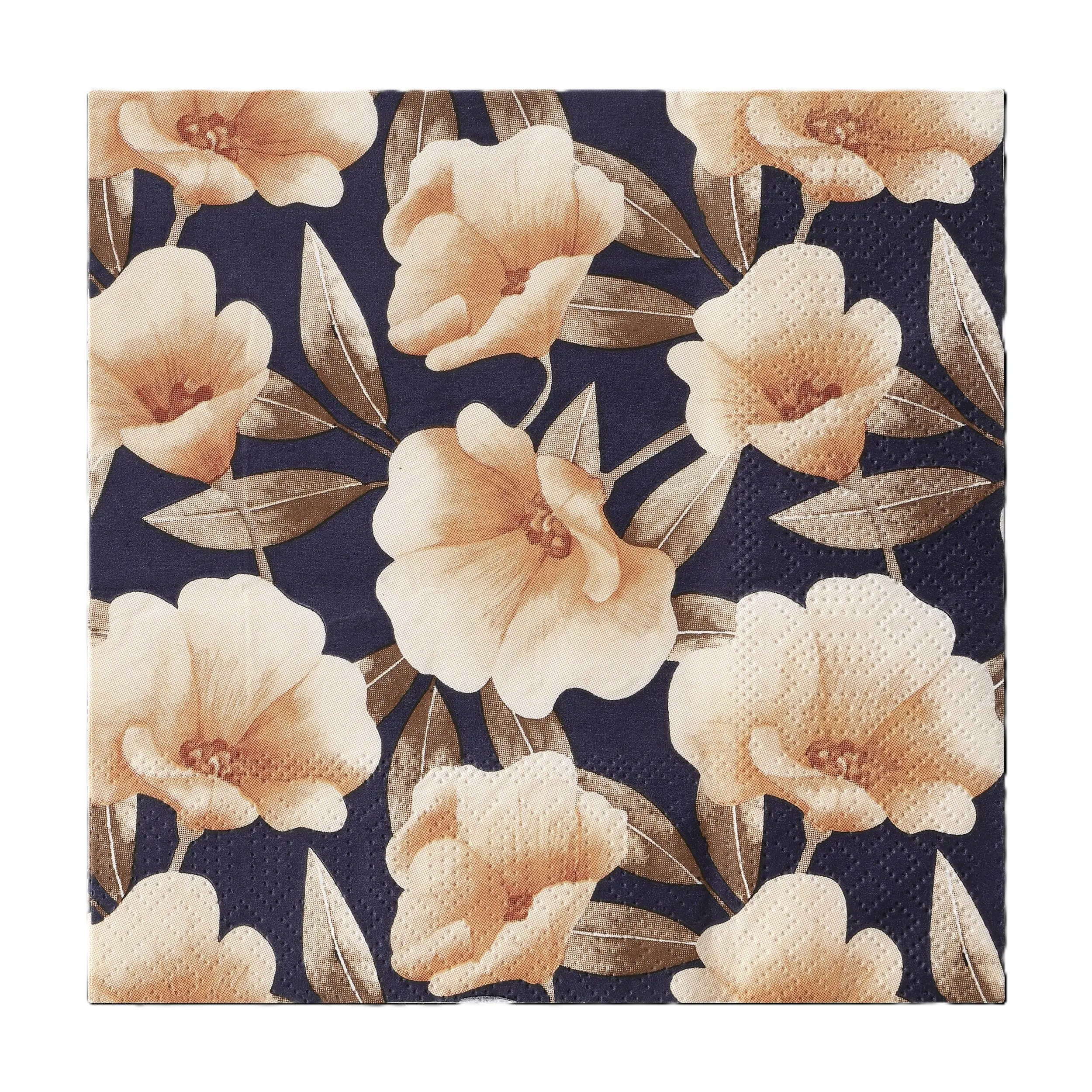 Eglo Servietten Motiv Blüten Mahuli blau apricot 17 x 17 cm - 20er Pack