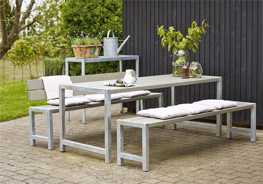 Plus Planken-Garnitur 3-teilig mit 2 Rückenlehnen, graubraun