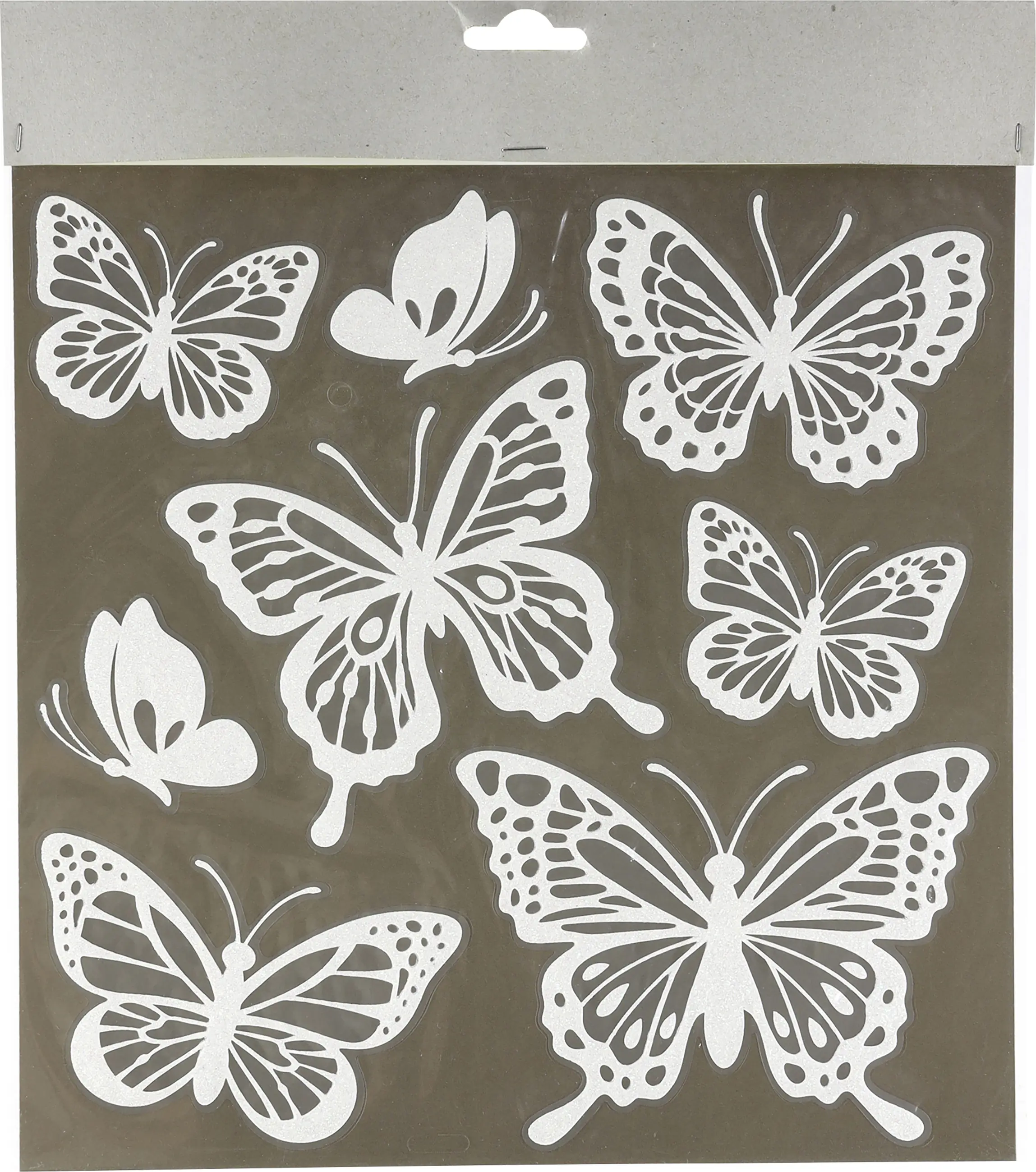 Frühlingsdeko Glitzer-Fenstersticker Schmetterlinge in verschiedenen Größen weiß
