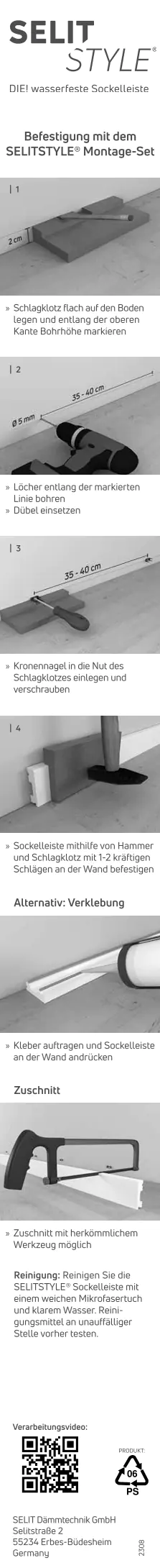 SELITSTYLE Sockelleiste FBL50 Eiche Classic 2000 x 50 x 15 mm wasserfest