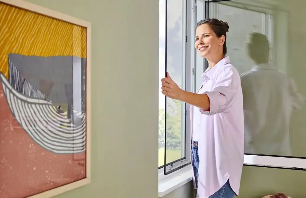 tesa Anklipsrahmen Fliegengitter 120 x 140 cm anthrazit