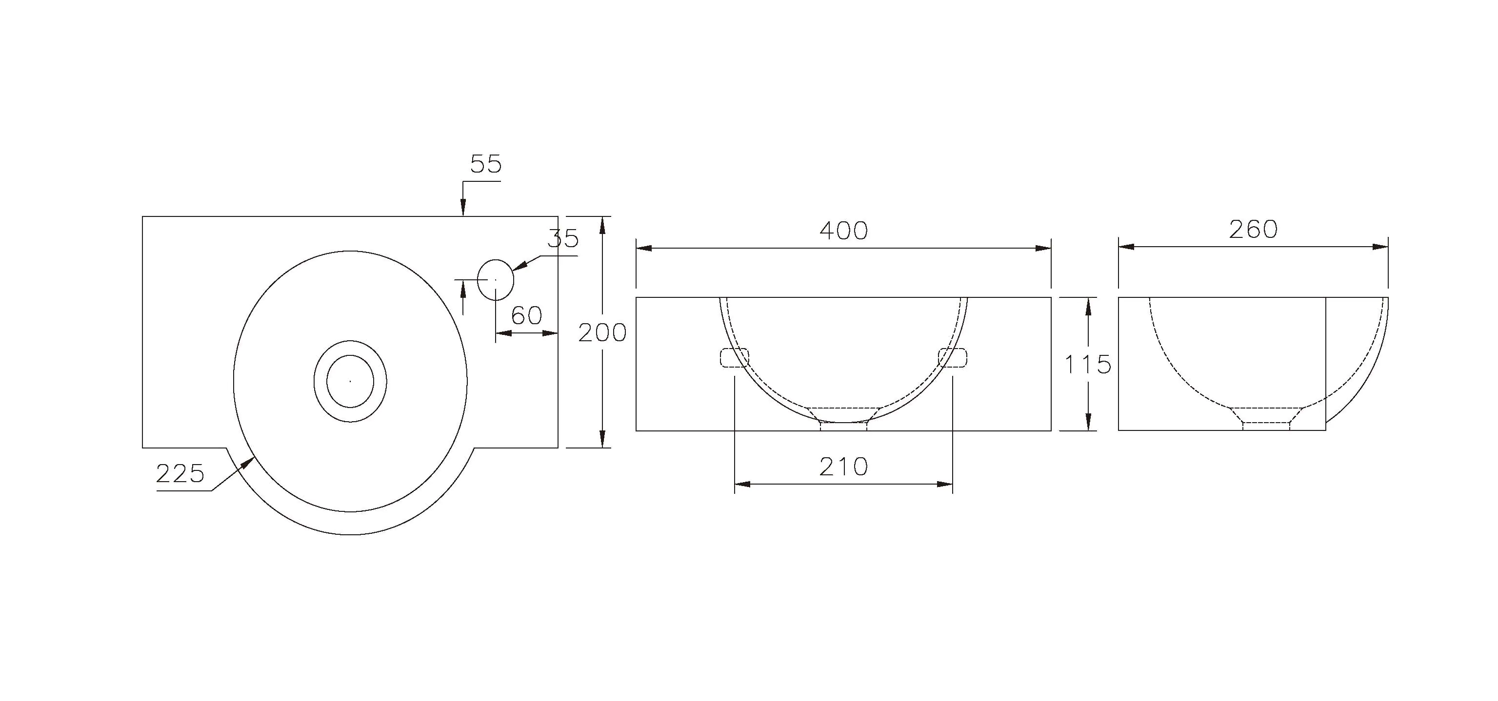 Primaster Gästewaschbecken 40 cm Diego weiß Keramik