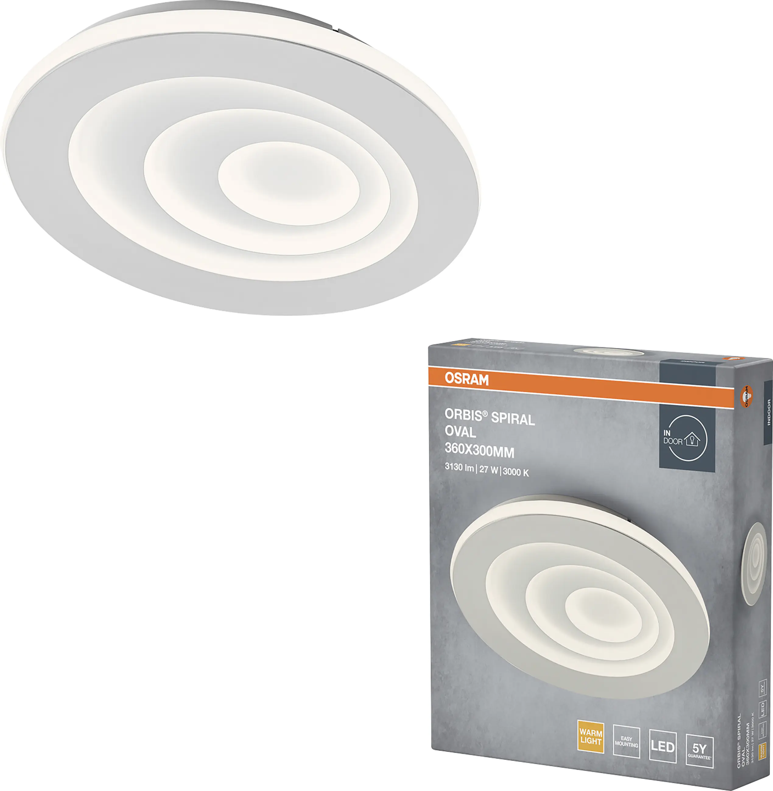 Osram LED Deckenleuchte Orbis Spiral Oval weiß Ø 36 cm 27 W 