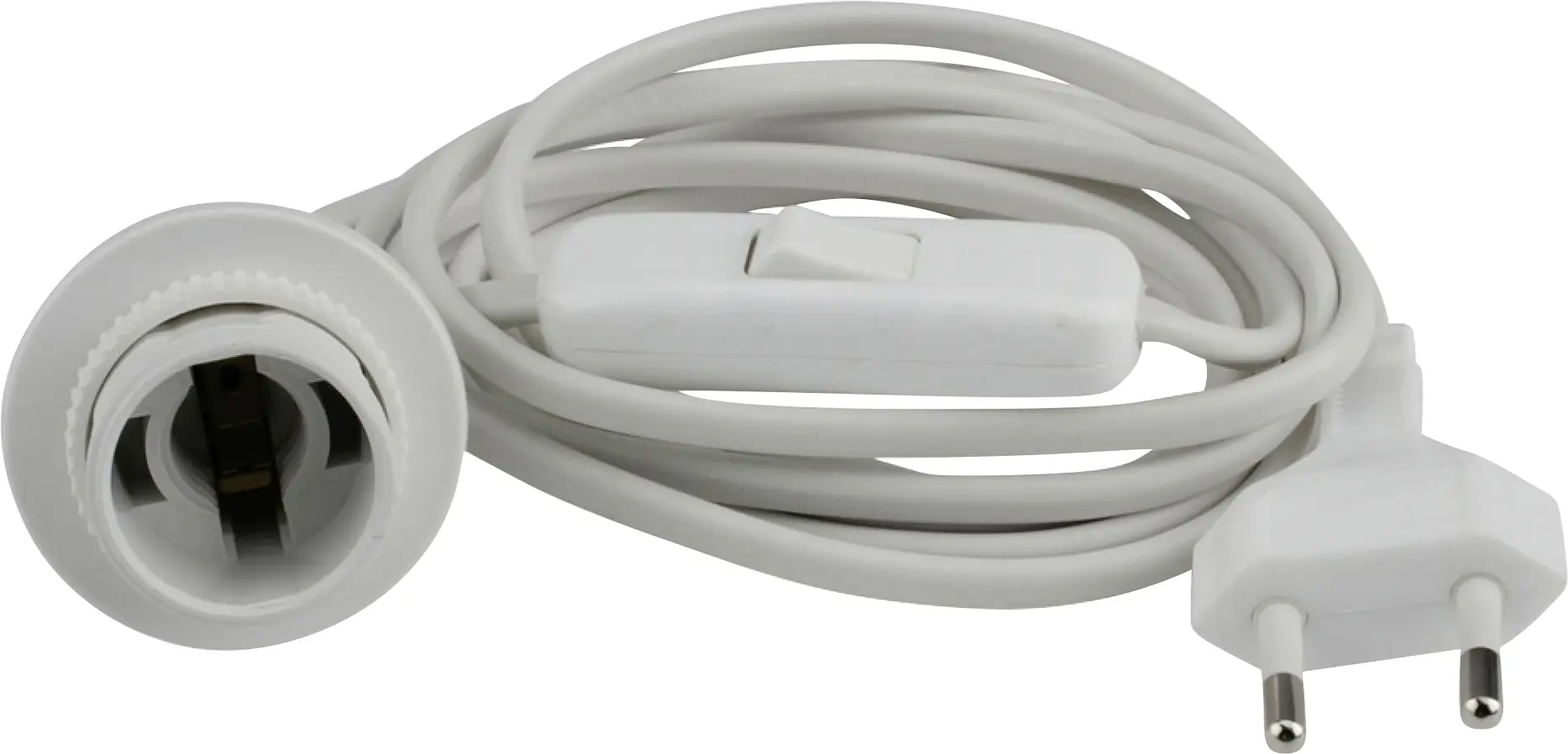 Eurozuleitung mit montierter Lampenfassung E 14, weiß Eurozuleitung mit montierter Lampenfassung E 14, weiß