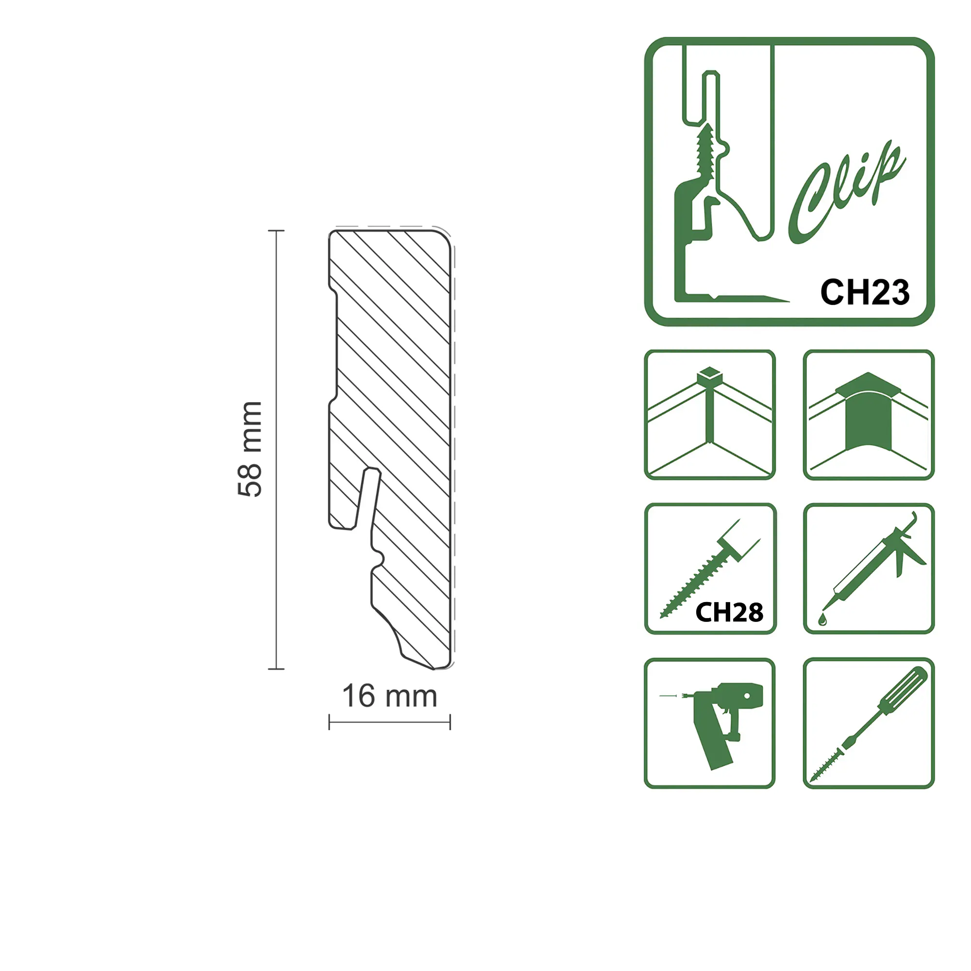 FN Neuhofer Sockelleiste Eckig 240 cm 58 x 16 mm Fichte oder Kiefer