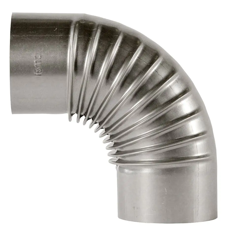 FireFix Ofenrohrbogen 90°, Ø 130 mm, feueraluminiert, gerippt