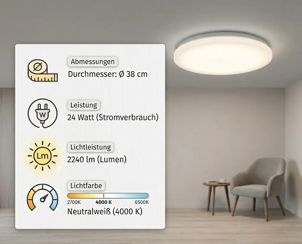 LED Deckenleuchte Juno III weiß Ø 38 x 5 cm neutralweiß