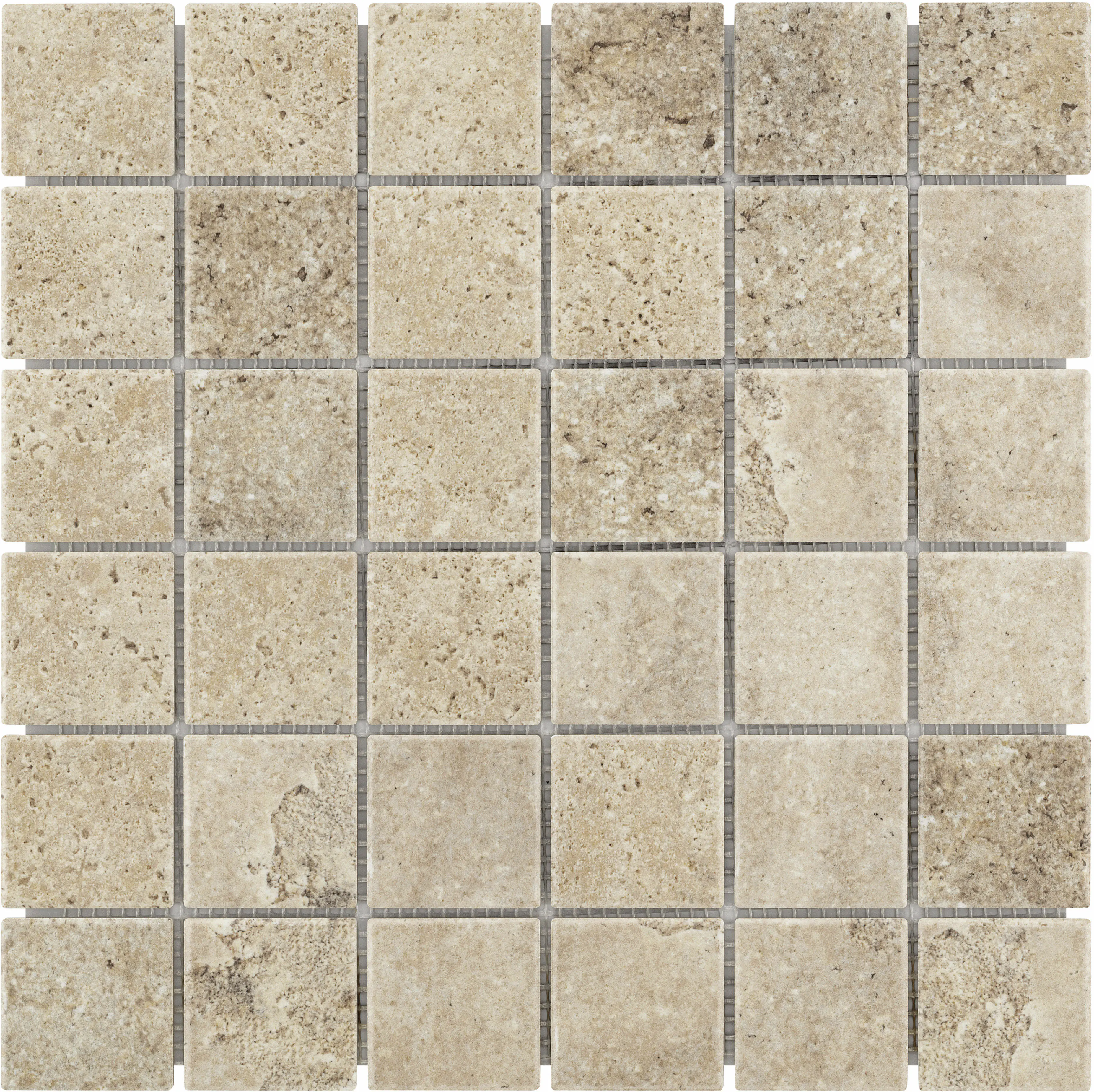 Mosaikfliese 29,7 x 29,7 cm travertin beige Steinmaß: 4,7 x 4,7 cm rutschhemmend 