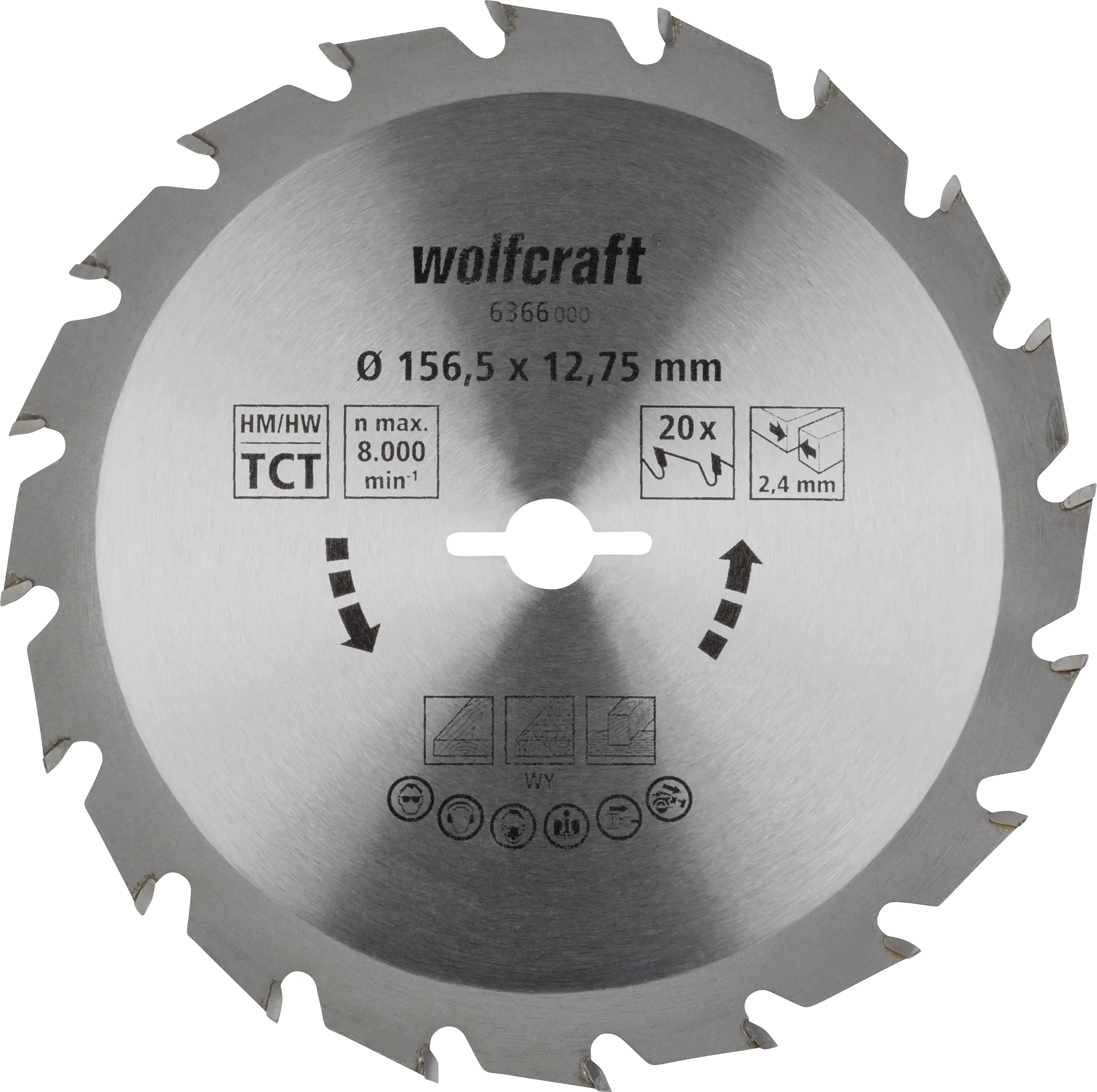 4006885636606 Wolfcraft Kreissägeblatt Ø 156,5 mm Bohrung Ø 12,75 mm 20 Zähne