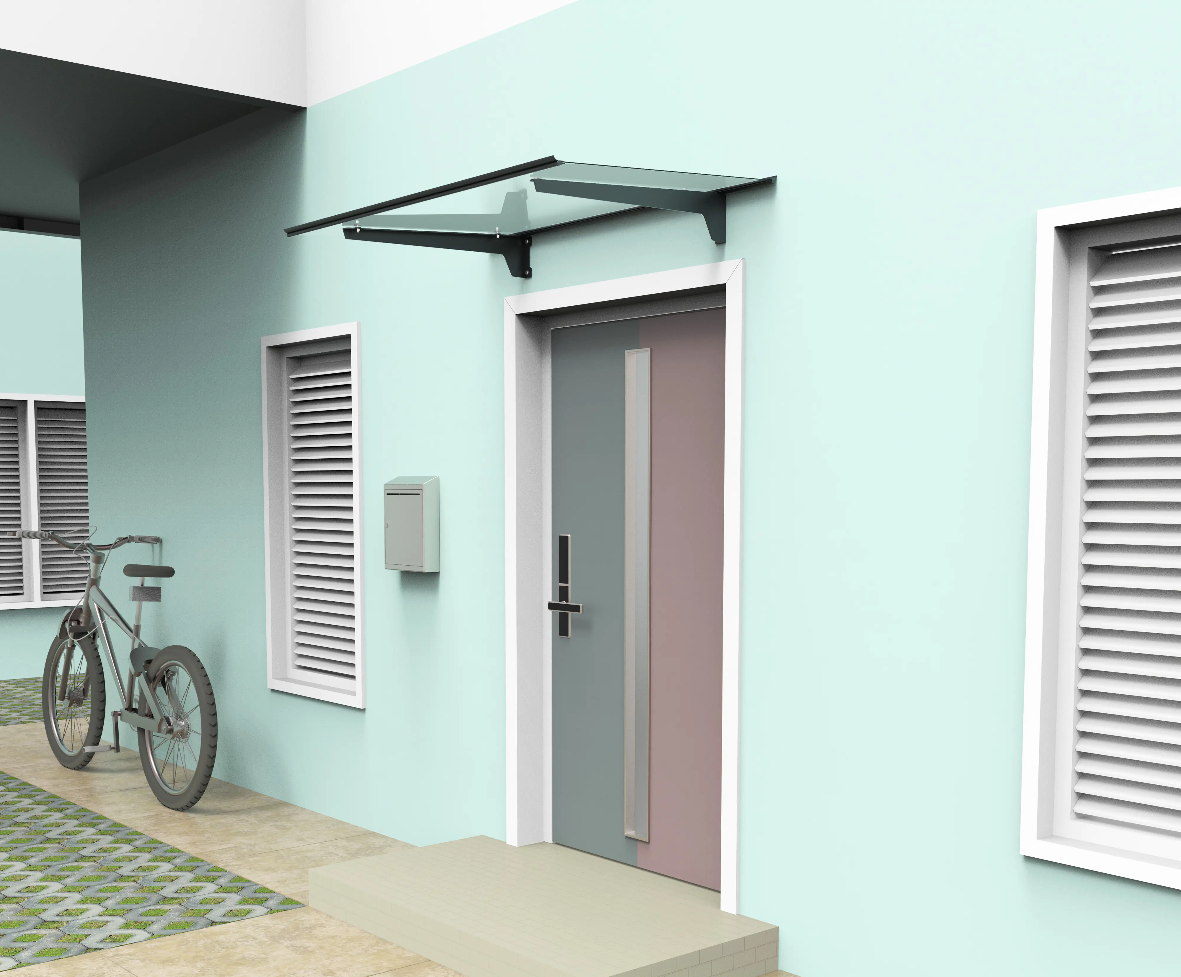 TrendLine Vordach Nizza Aluminum schwarz 140 x 90 cm