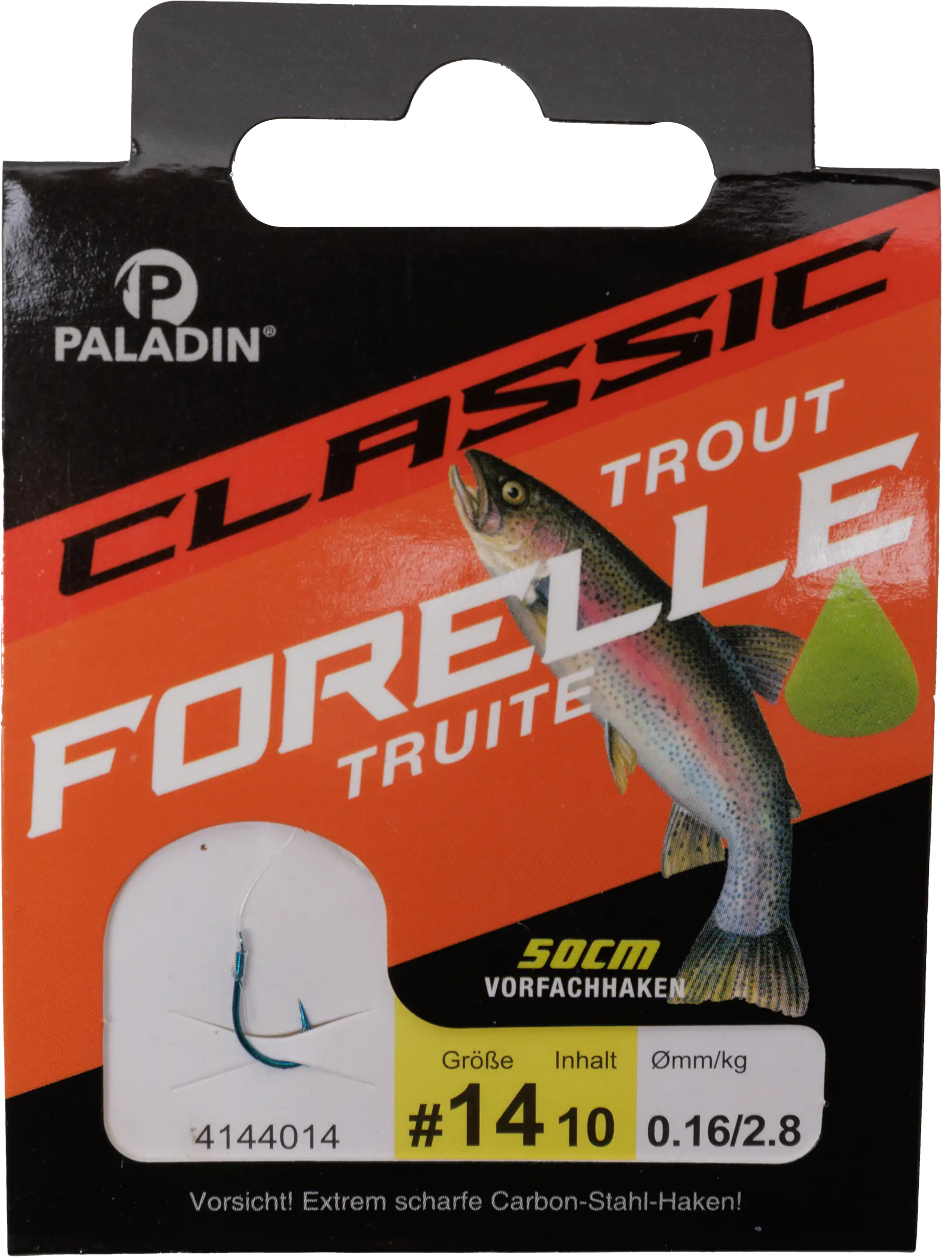 Paladin Forellenhaken gebunden Größe 14 50 cm 10 Stück blau