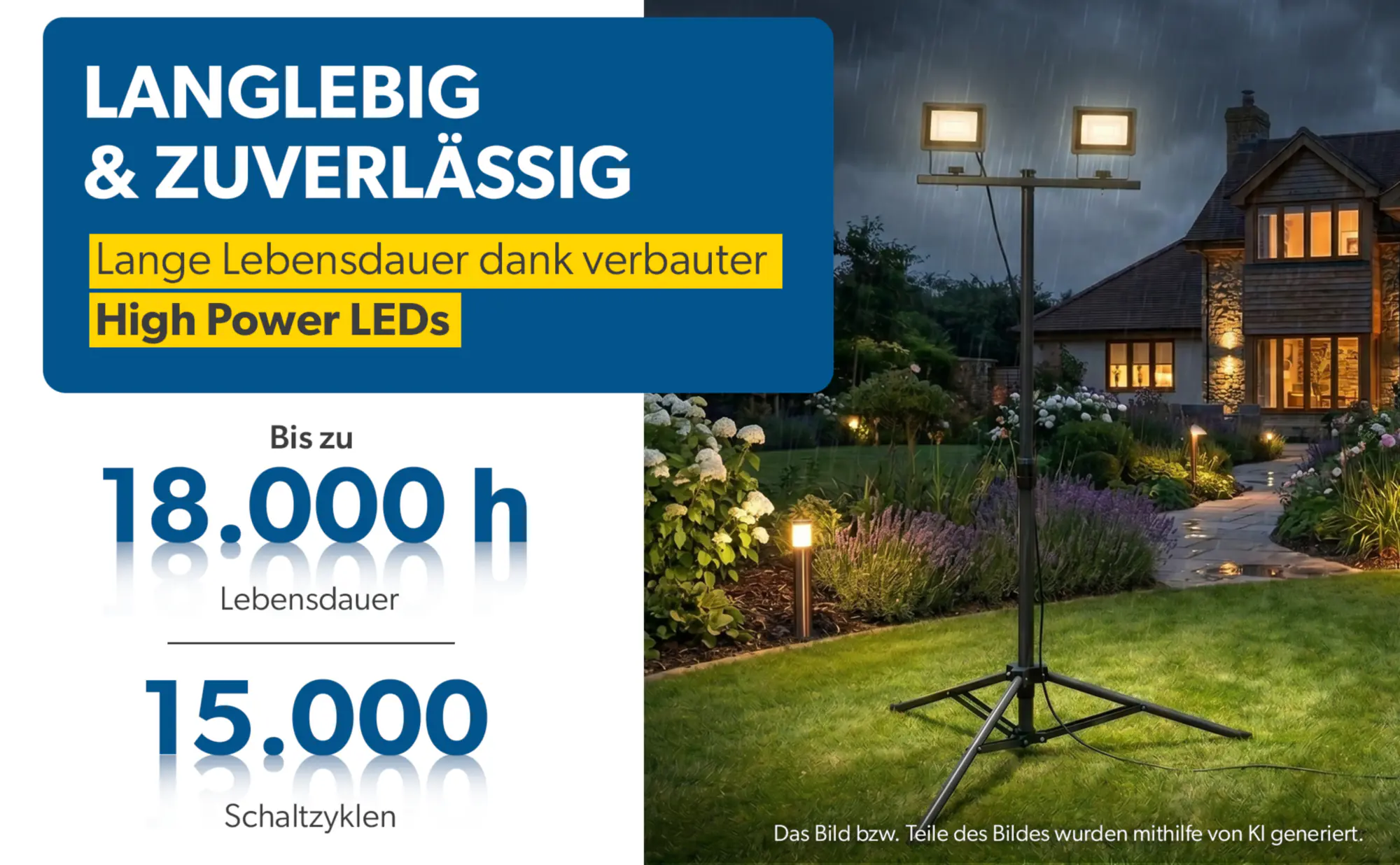 UniTec LED Strahler mit Stativ 2 x 14 W 1700 lm anthrazit