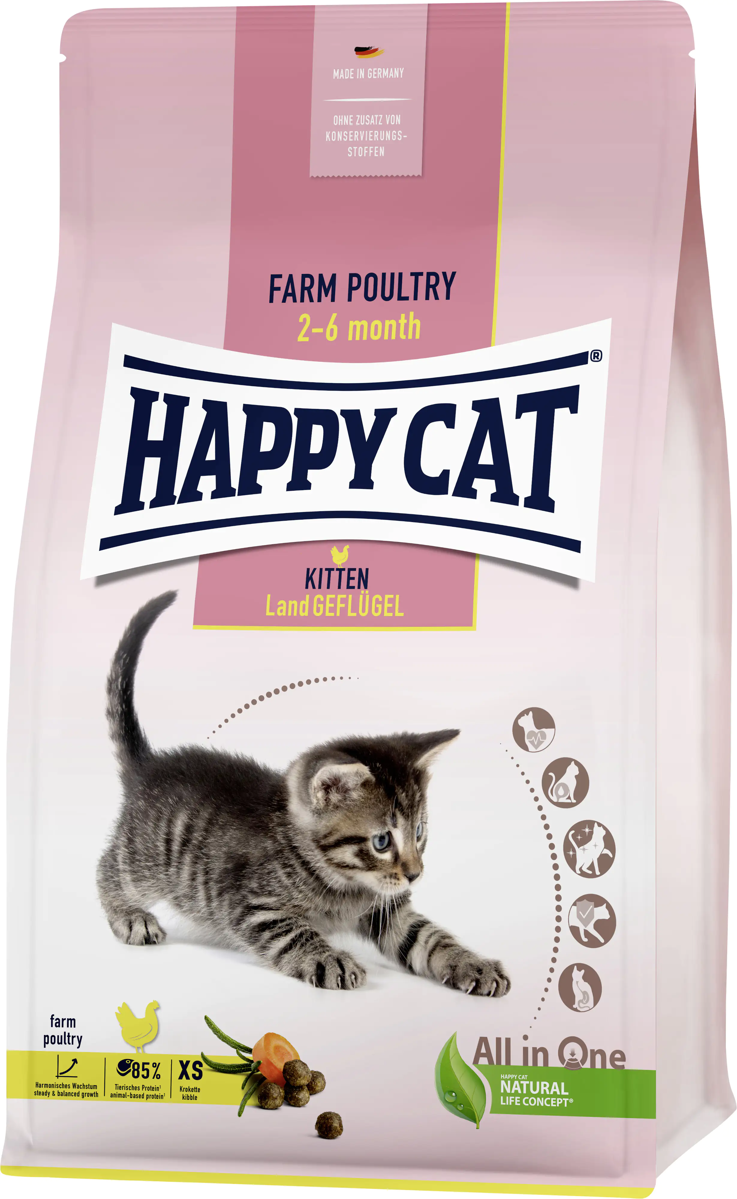 HappyCat Katzenfutter Kitten Land Geflügel 300 g