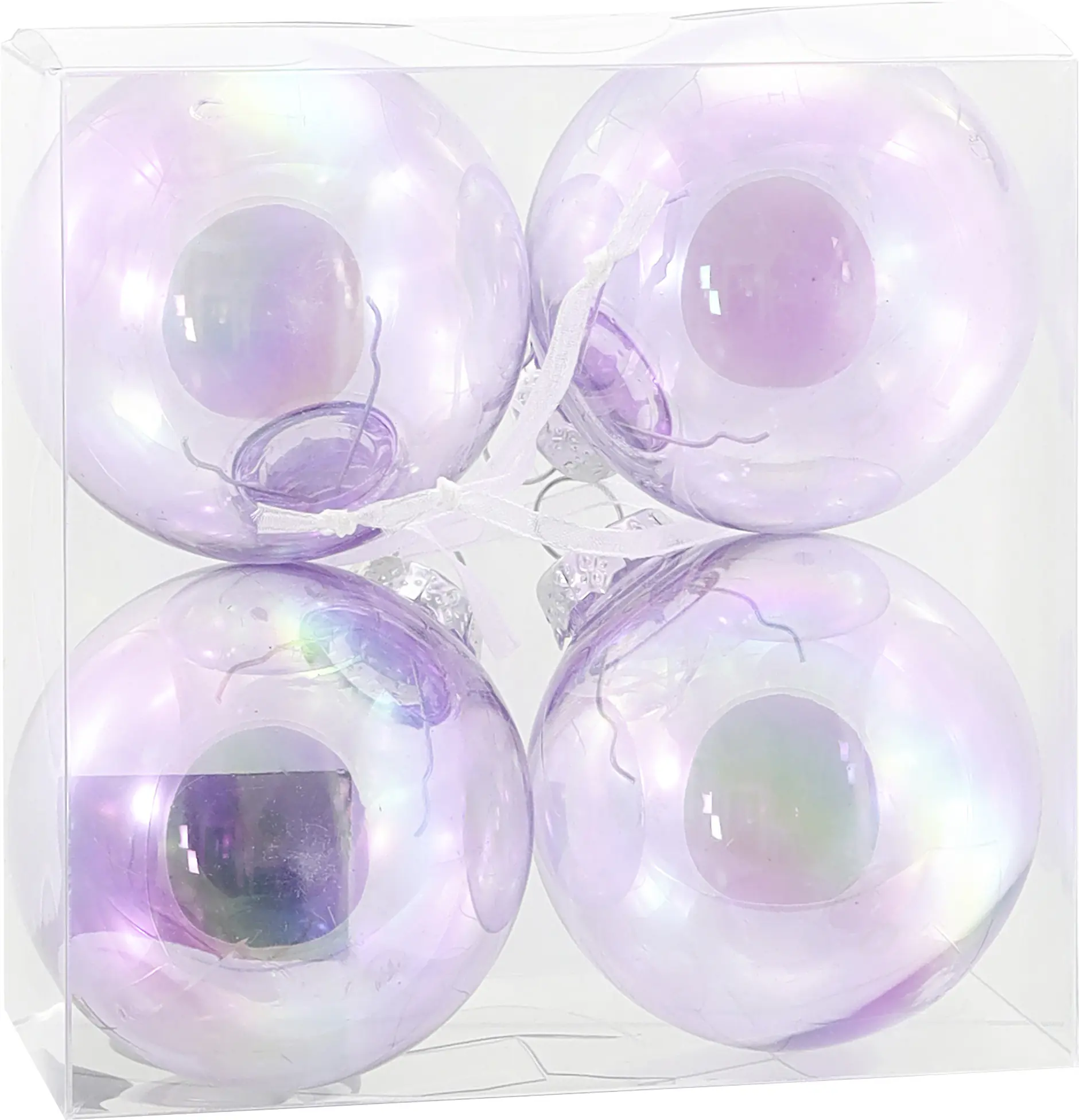 Weihnachtskugeln aus Acryl Ø 6 cm irisierend 4 Stück