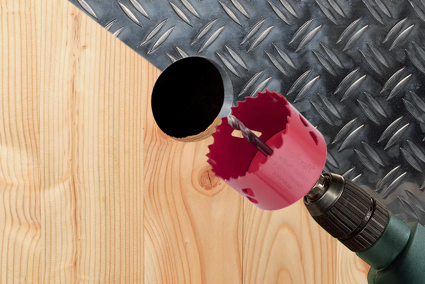 Wolfcraft Lochsäge Ø 68 mm Bimetall inkl. Schaft und Bohrer