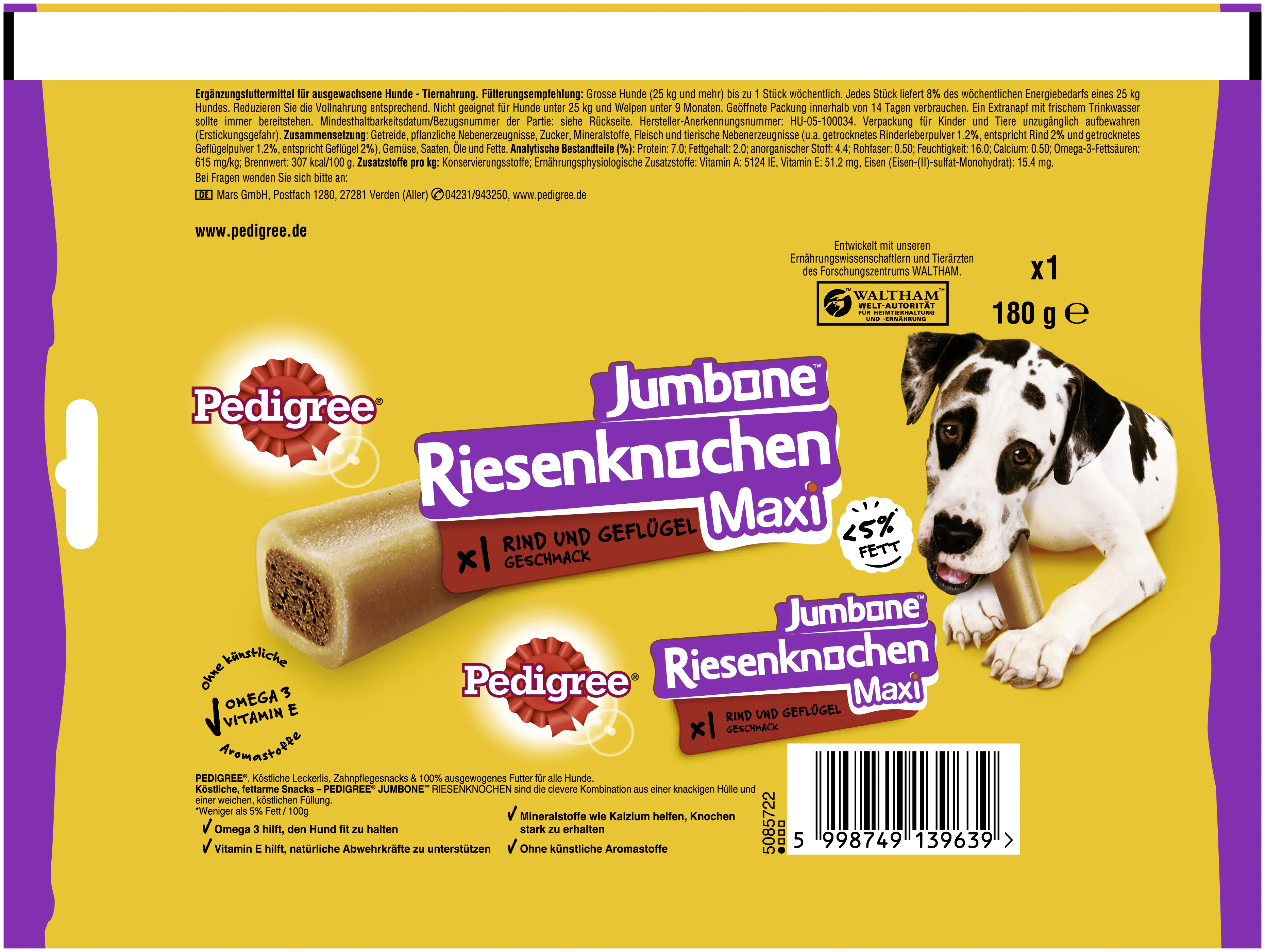 Pedigree Hundesnack Jumbone Riesenknochen mit Rind und Geflügel Pedigree Hundesnack Jumbone Riesenknochen mit Rind und Geflügel