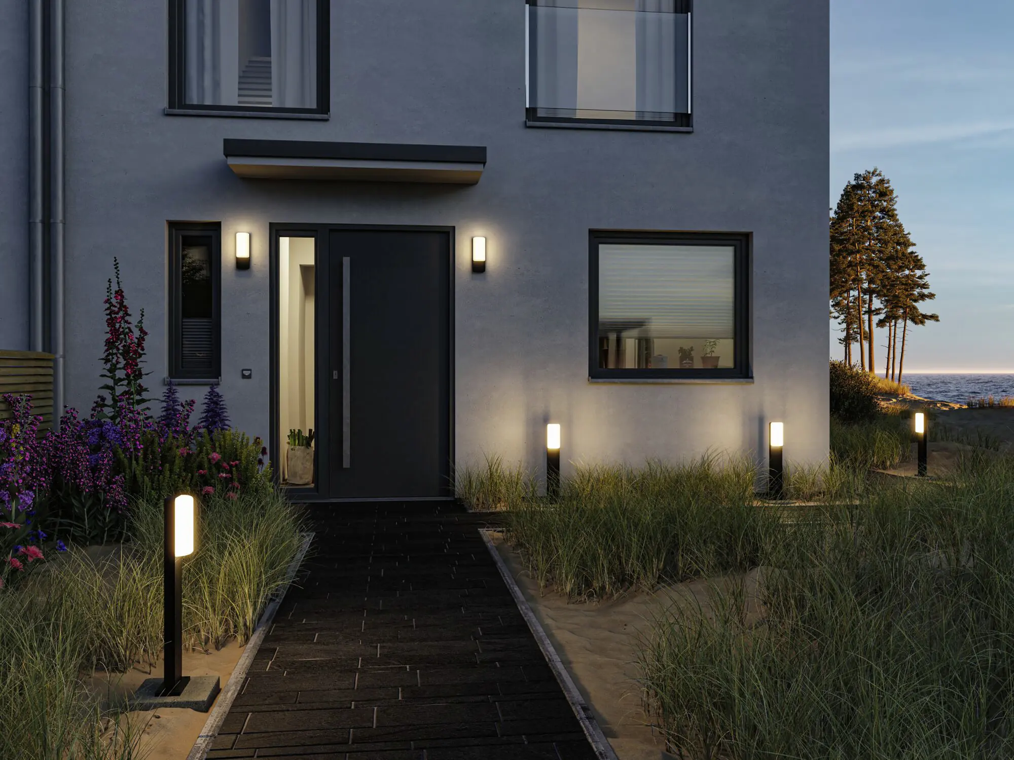 Paulmann LED Außen-Wandleuchte Bonnie anthrazit 26,3 x 9,3 cm mit Bewegungsmelder