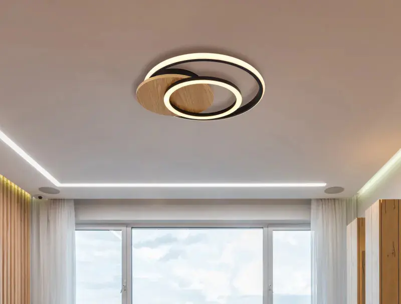 Globo Deckenleuchte Julio 38 x 36 cm L x B holzoptik dunkel warmweiß