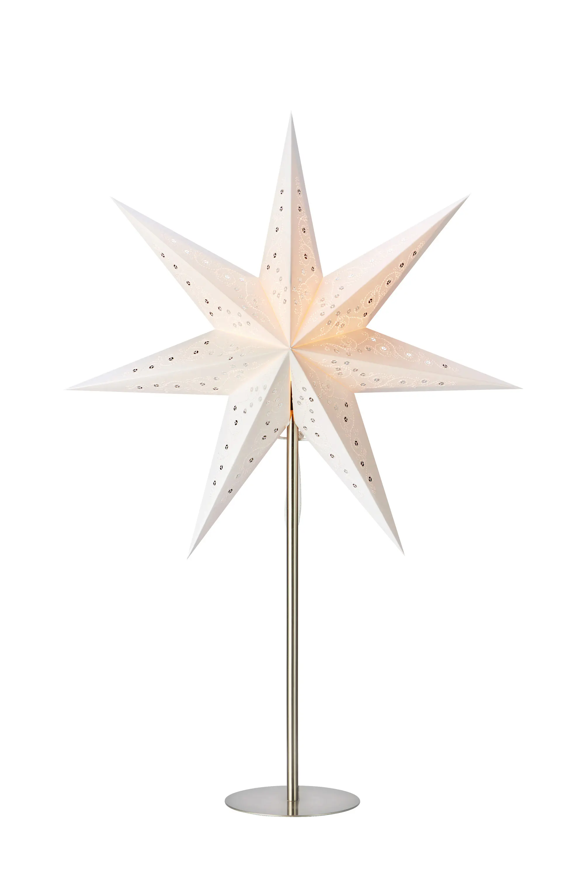Tischlampe Stern Snow 230 V Papier Ø 45 cm weiß-satin-nickel