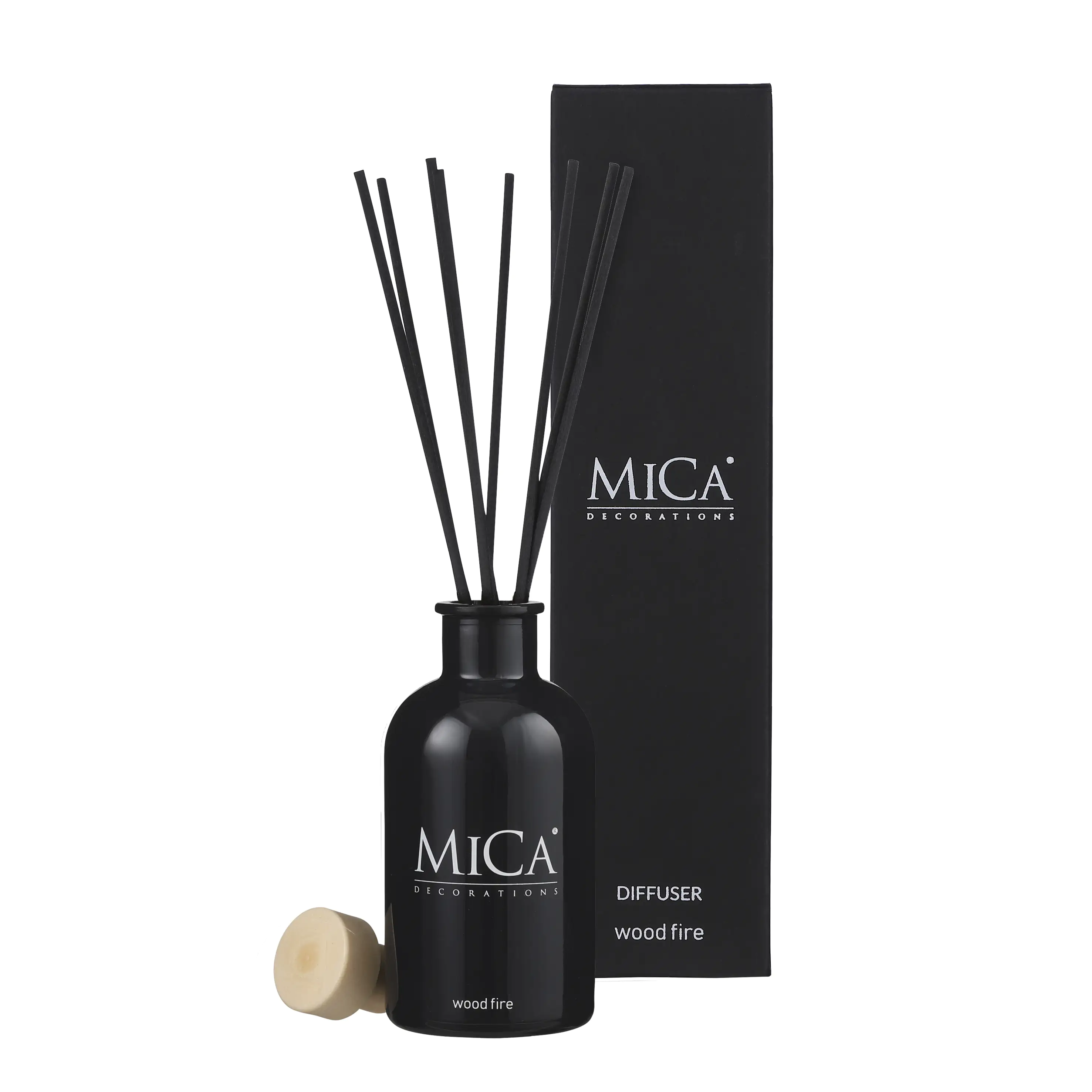 8718861487282 Mica Duftstäbchen im Glas Wood Fire 14,5 x 6,5 cm
