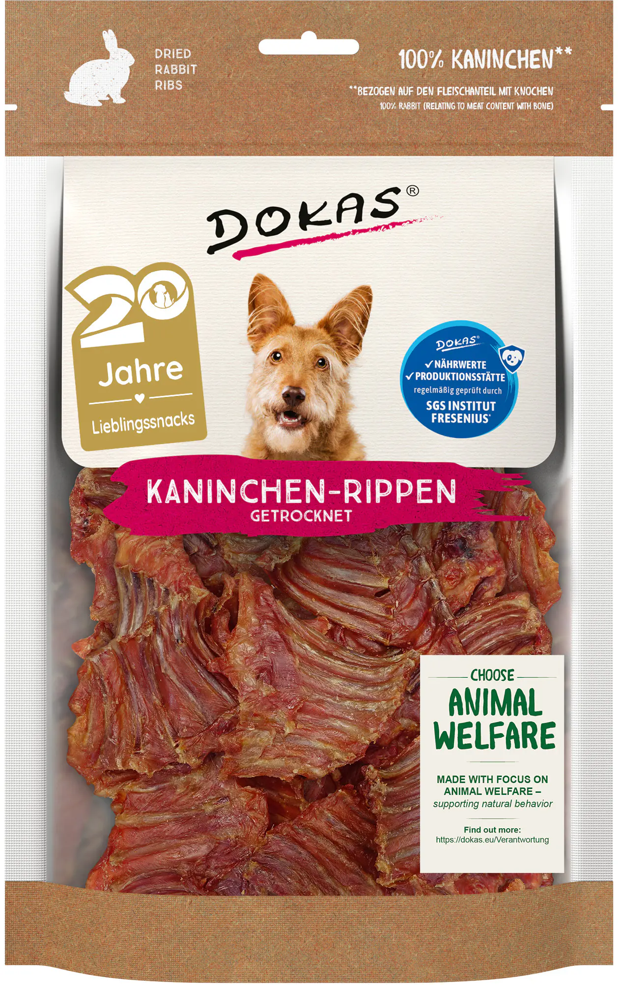 Dokas Kaninchen-Rippen 100 g, getrocknet