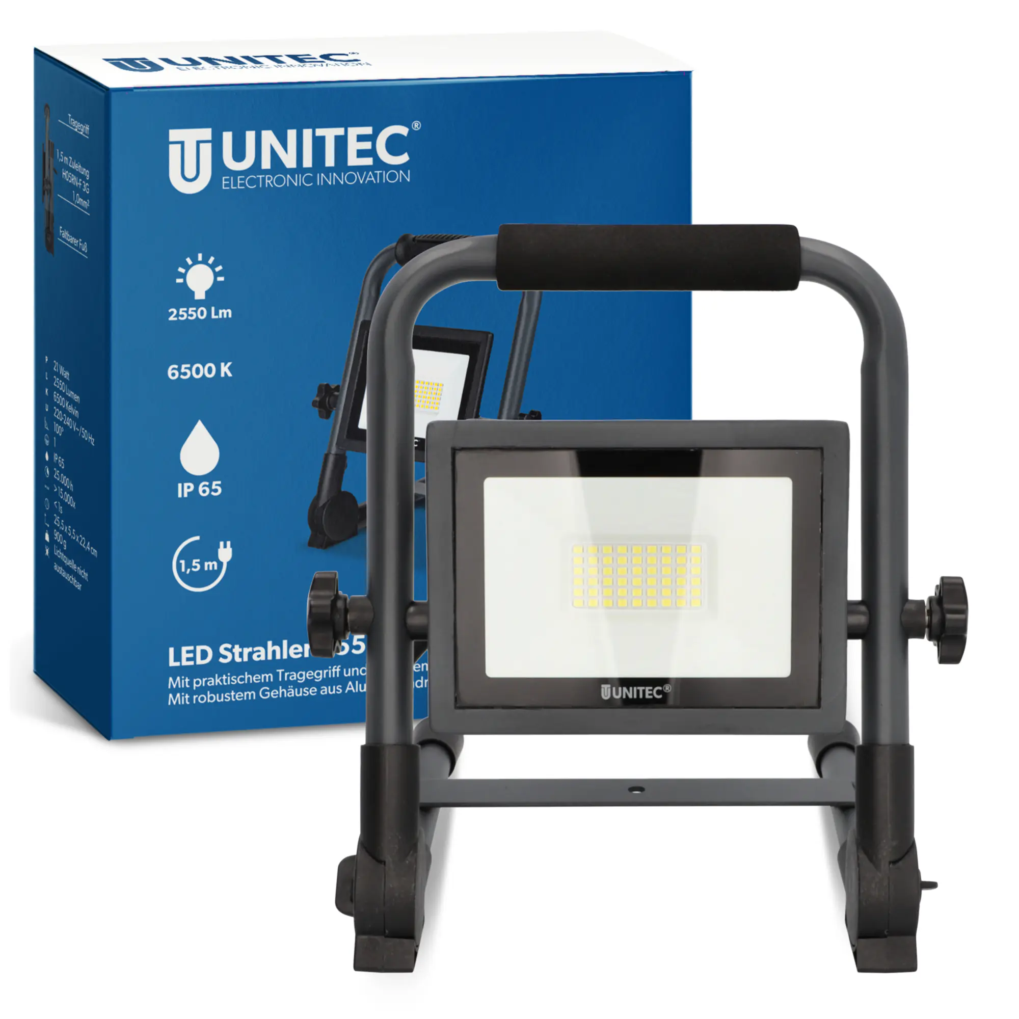 UniTec LED Baustrahler anthrazit tragbar 21 W 2550 lm 