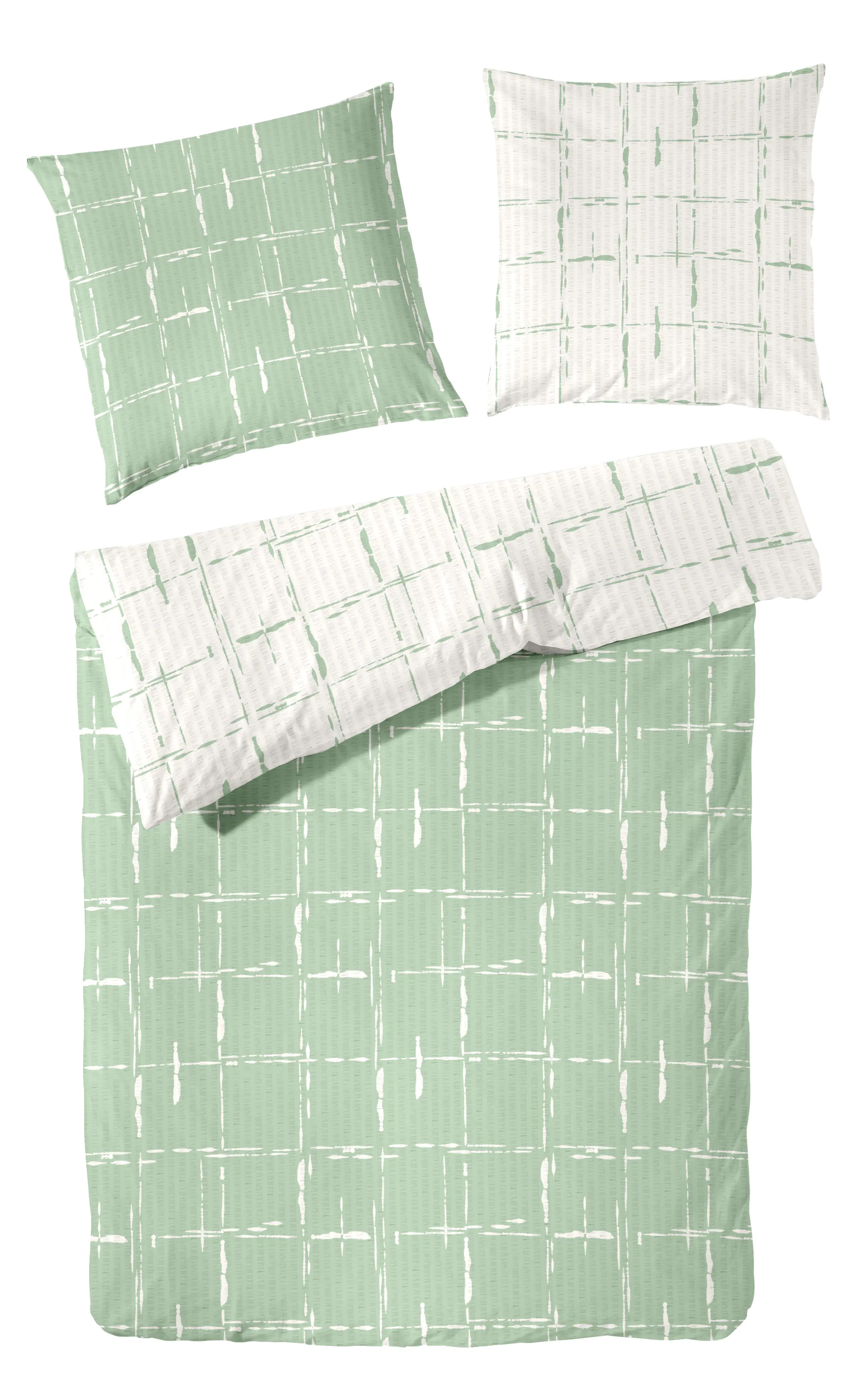 Vario Bettwäsche Baumwolle Seer grün/beige wendbar 135 x 200 cm  Vario Bettwäsche Baumwolle Seer grün/beige wendbar 135 x 200 cm