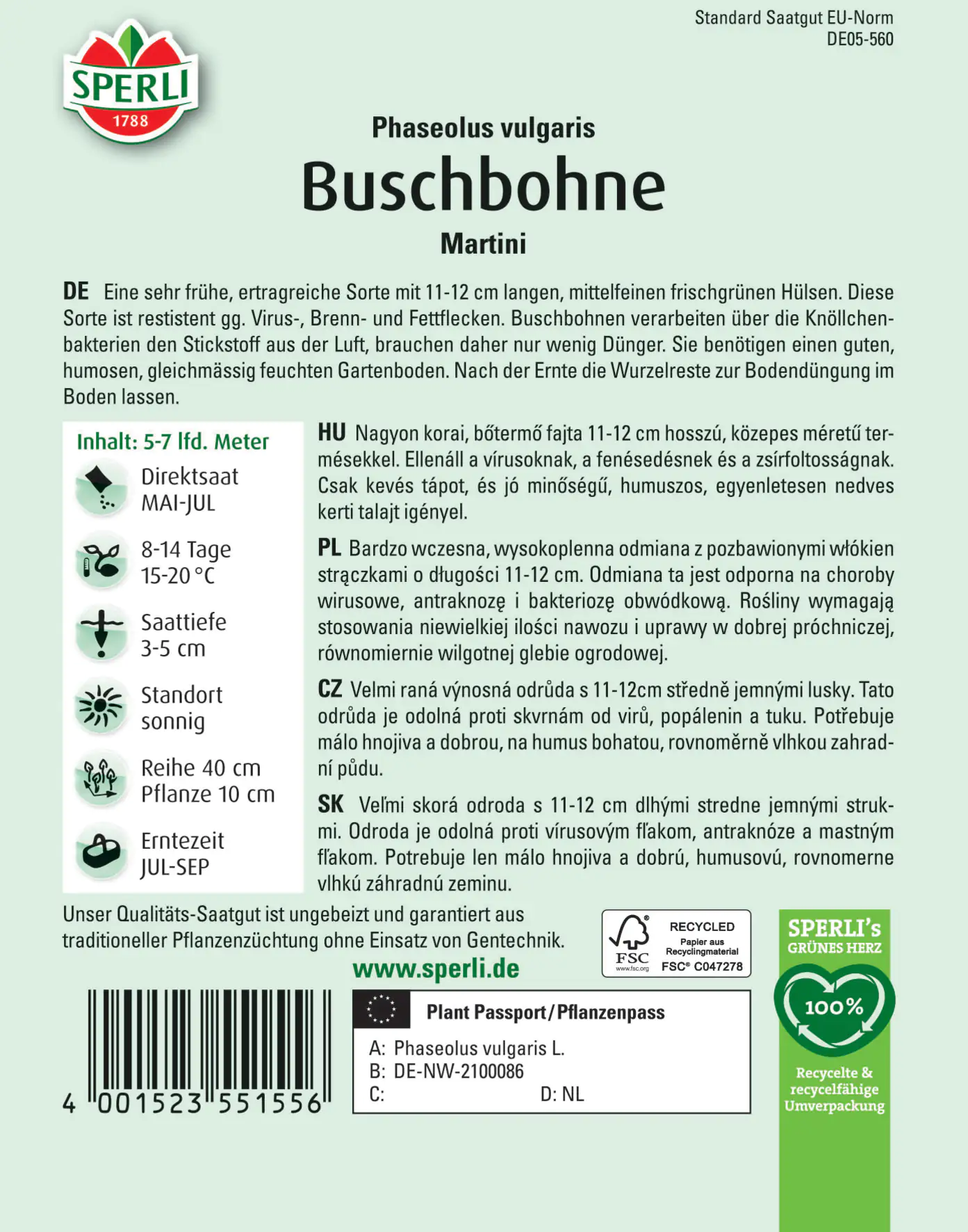 Sperli Buschbohne Martini