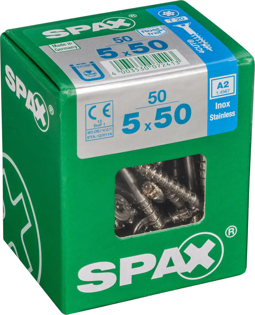 Spax Universalschrauben 5.0 x 50 mm TX 20 Senkkopf - 50 Stk.