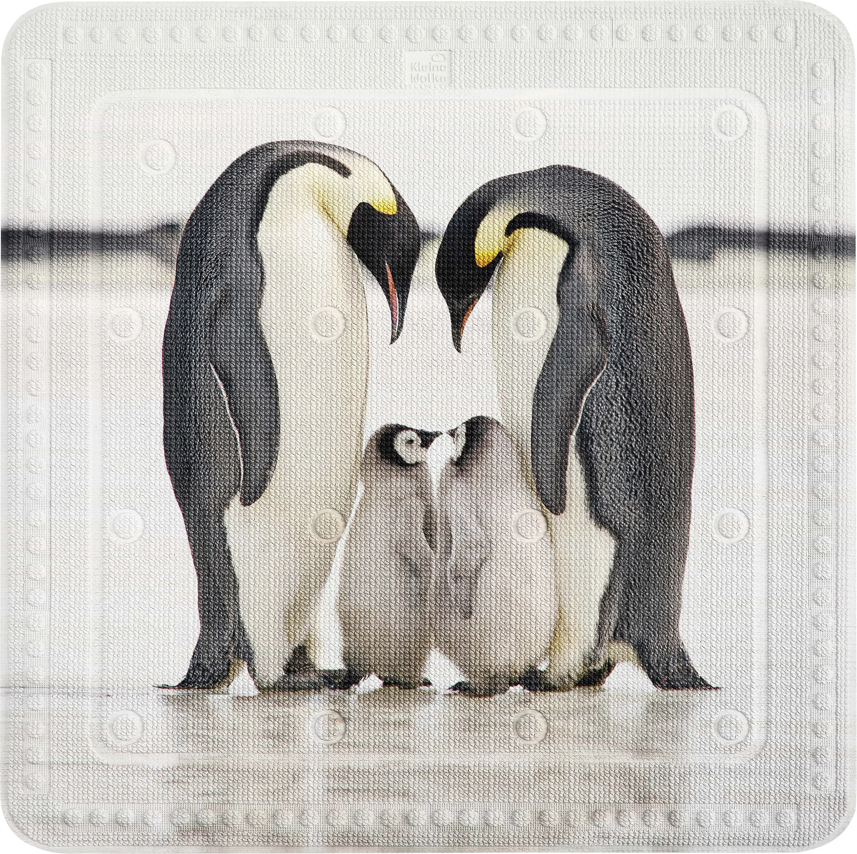 Kleine Wolke Duscheinlage Jacksons mit Pinguinen weiß schwarz PVC 55 x 55 cm