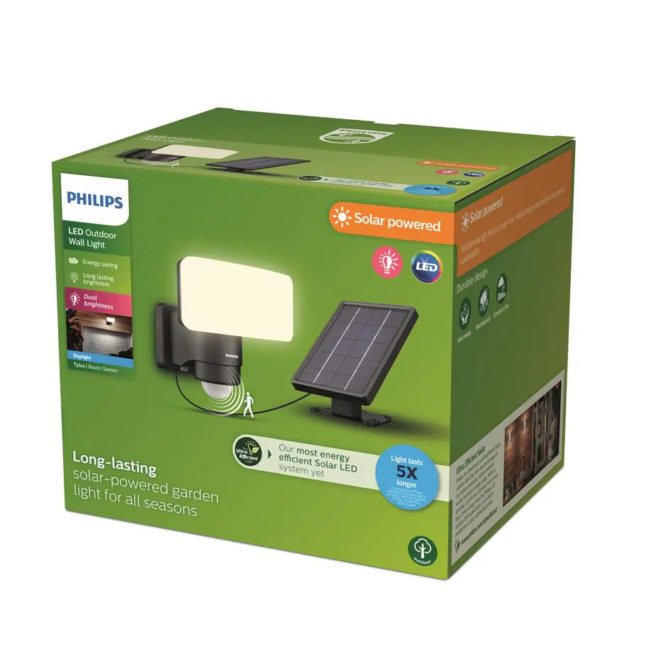 Philips Solar Wandleuchte Tylus schwarz 18,5 x 17 x 21 cm kaltweiß