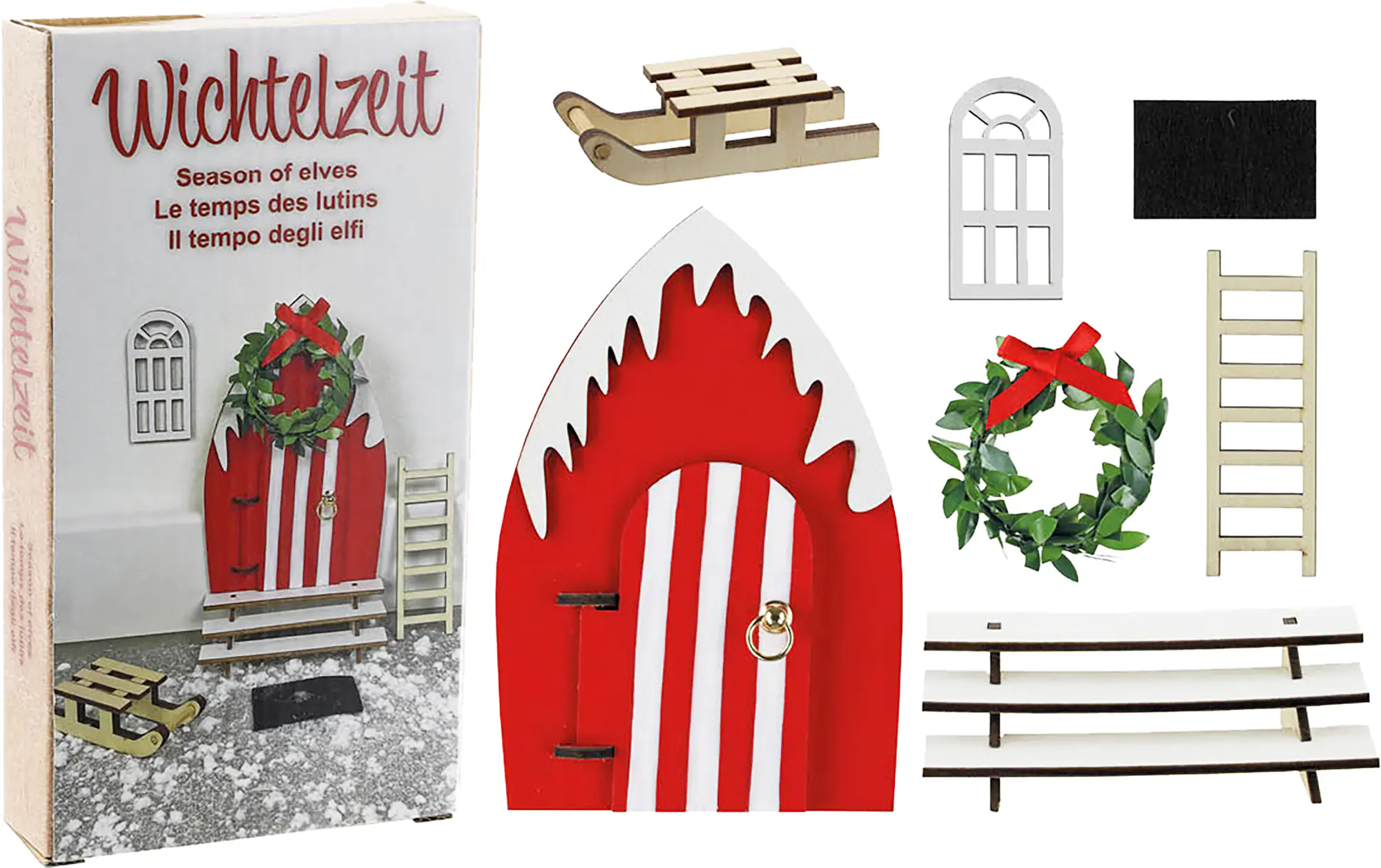 Bastelset Wichtelset rot weiß 7 tlg. Bastelset Wichtelset rot weiß 7 tlg.
