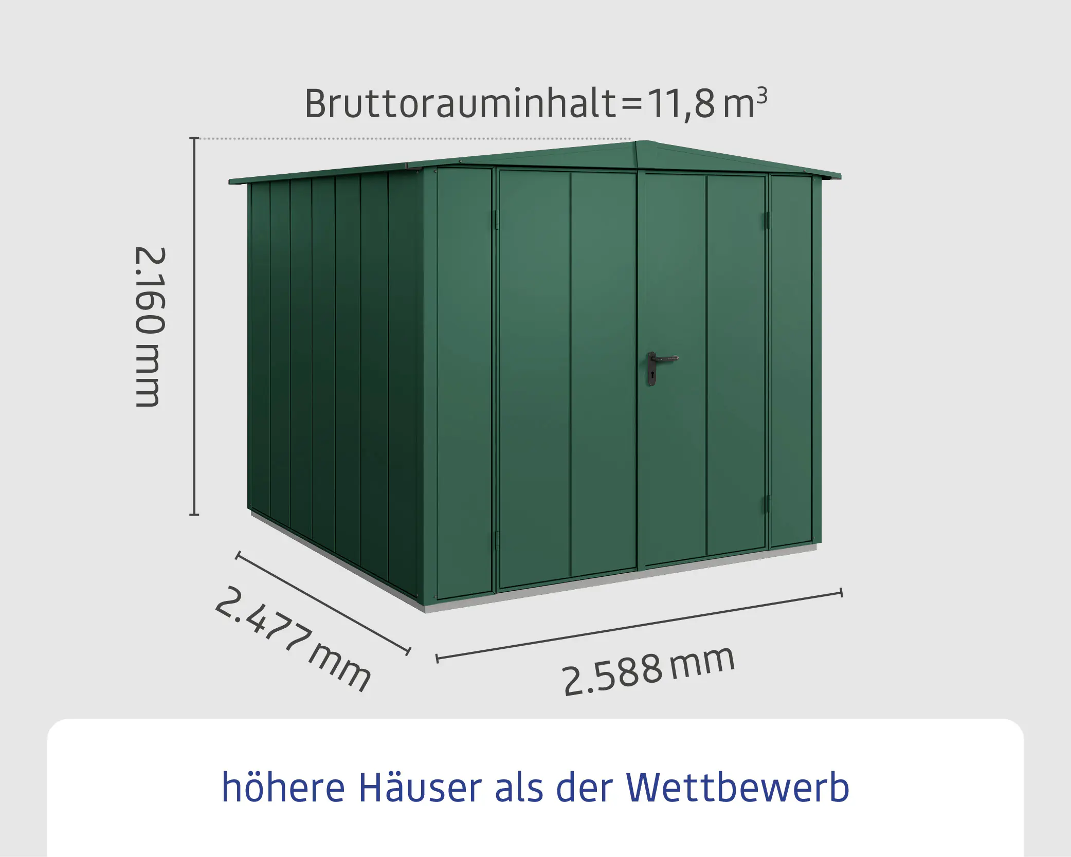 EcoStar Gerätehaus Elegant-S Typ 2 258,8 x 247,7 x 216 cm moosgrün
