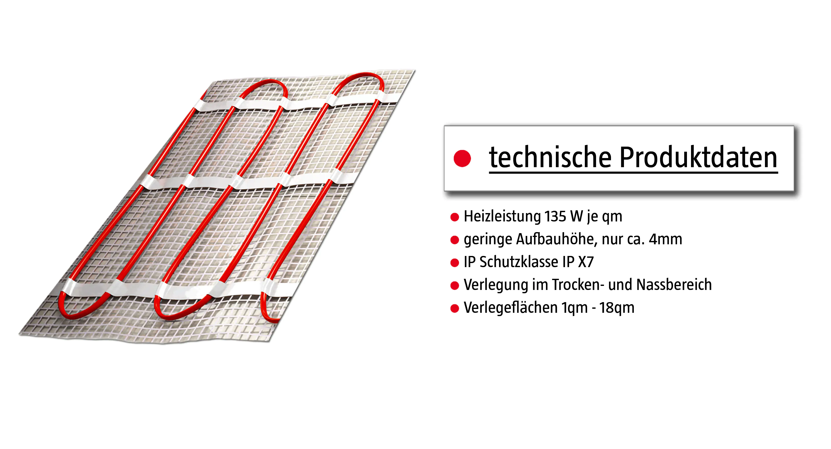 Jollytherm Fußbodenheizung Elektroheat  Set/Comfort 2m²  300Watt