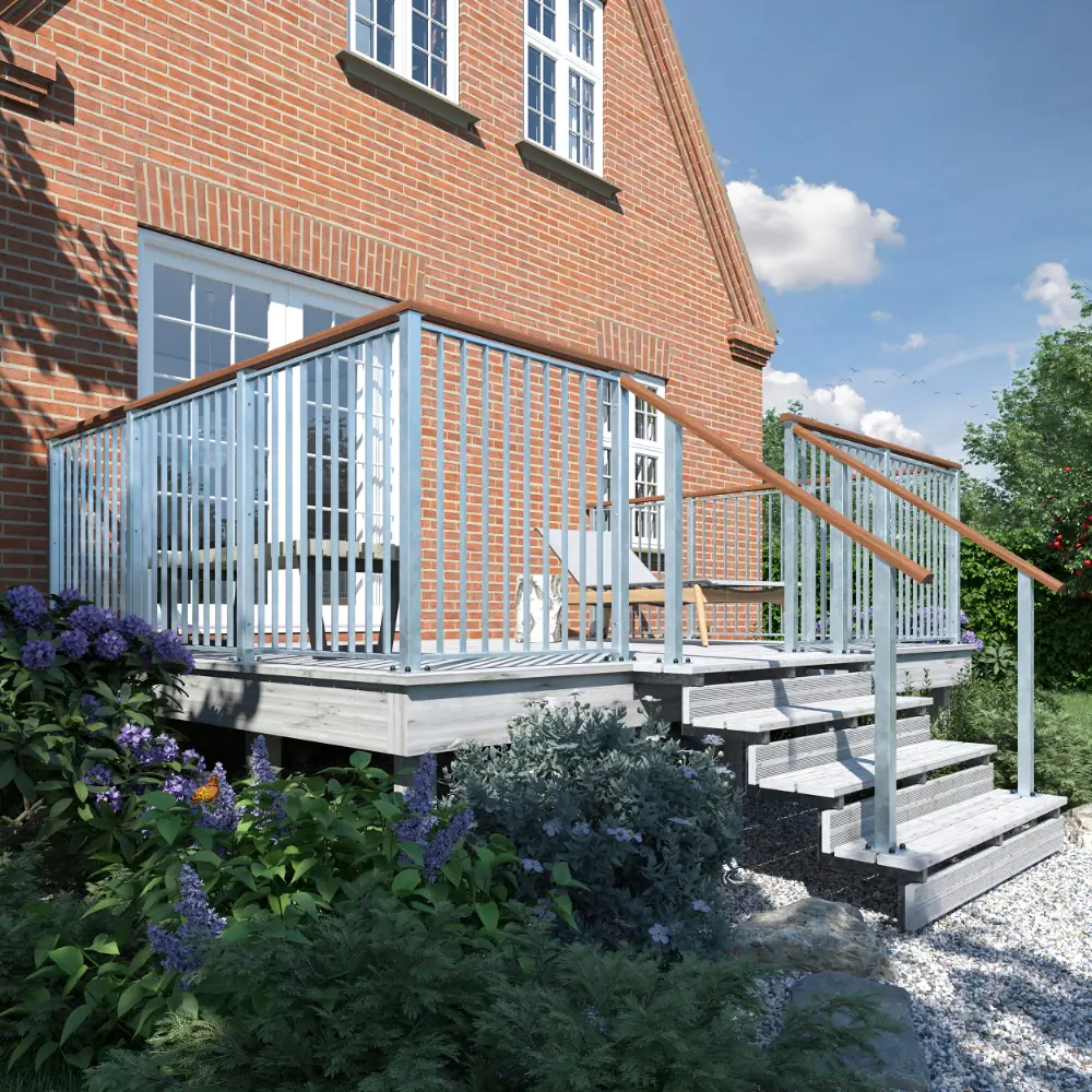 Plus Außentreppe Kiefer/Feuerverzinkt 4 Stufen 120 cm breit