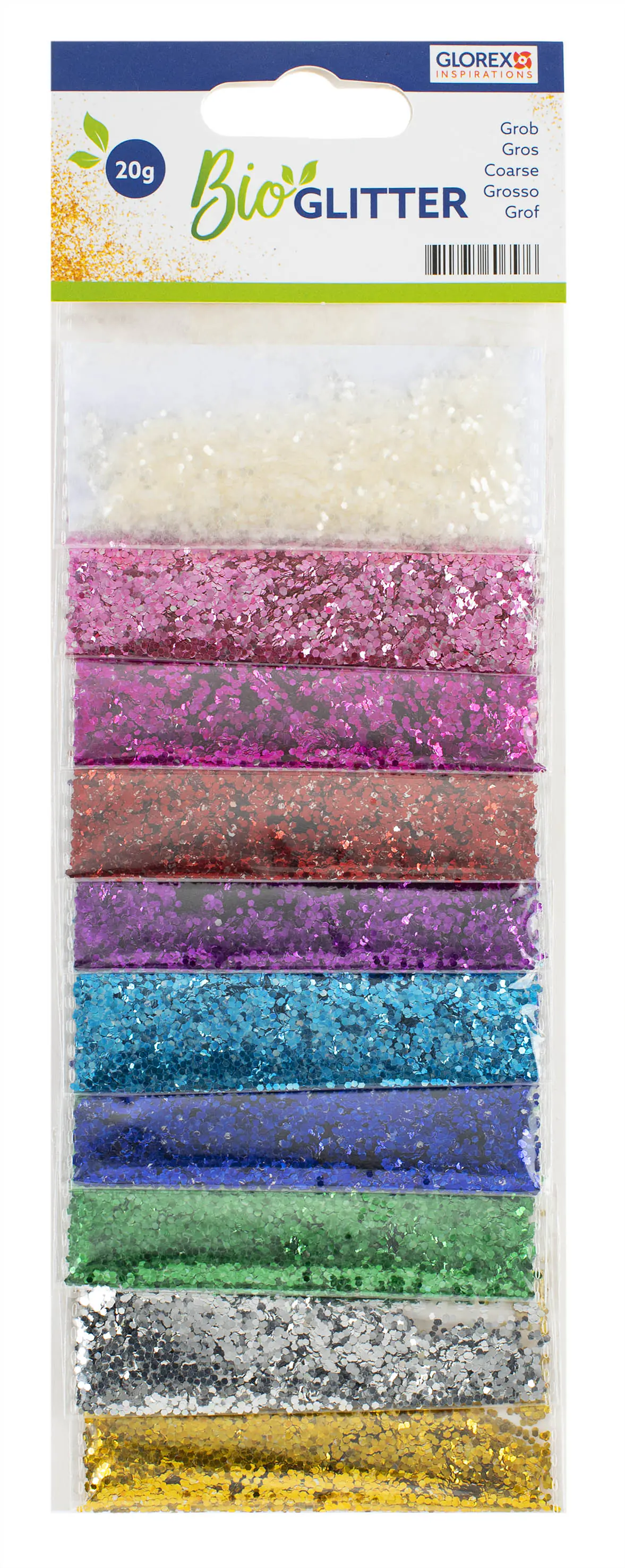 Glorex Bio Glitter grob 10 Farben 20 g