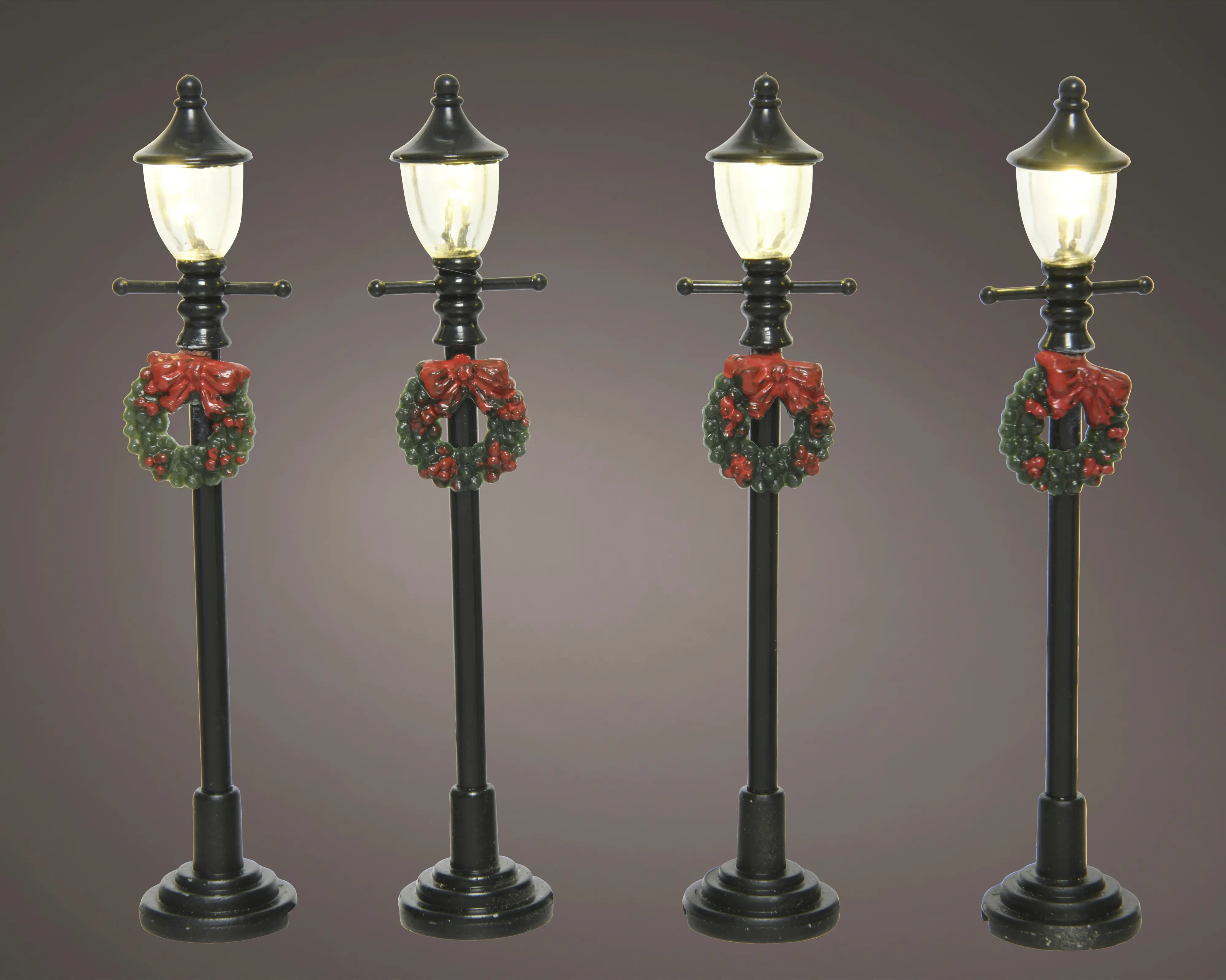 Lumineo LED Lampe batteriebetrieben mit Kranz Kunststoff 10 cm warmweiß schwarz