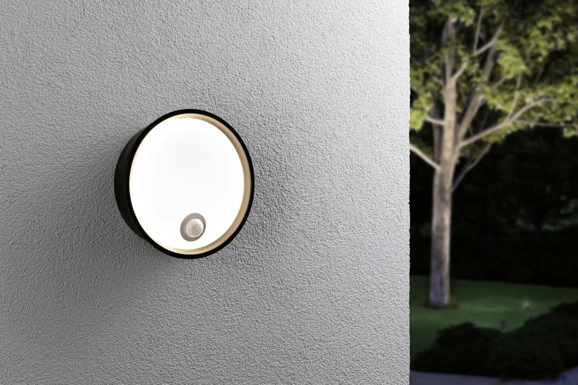 Paulmann LED Außenleuchte Platomo schwarz Ø 18 cm warmweiß mit Bewegungsmelder