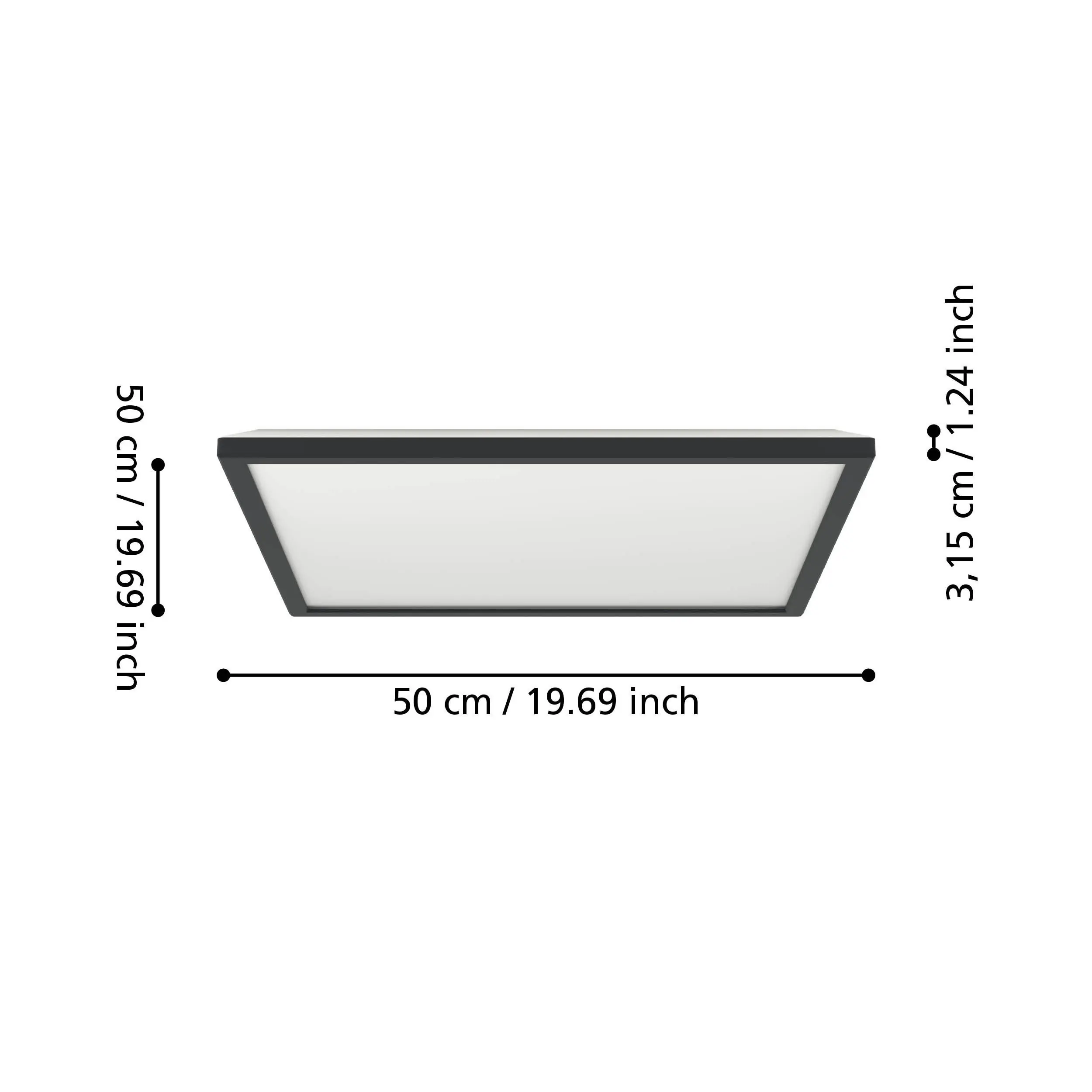Eglo LED Deckenleuchte Rovito-R schwarz 50 x 50 cm warmweiß-kaltweiß dimmbar